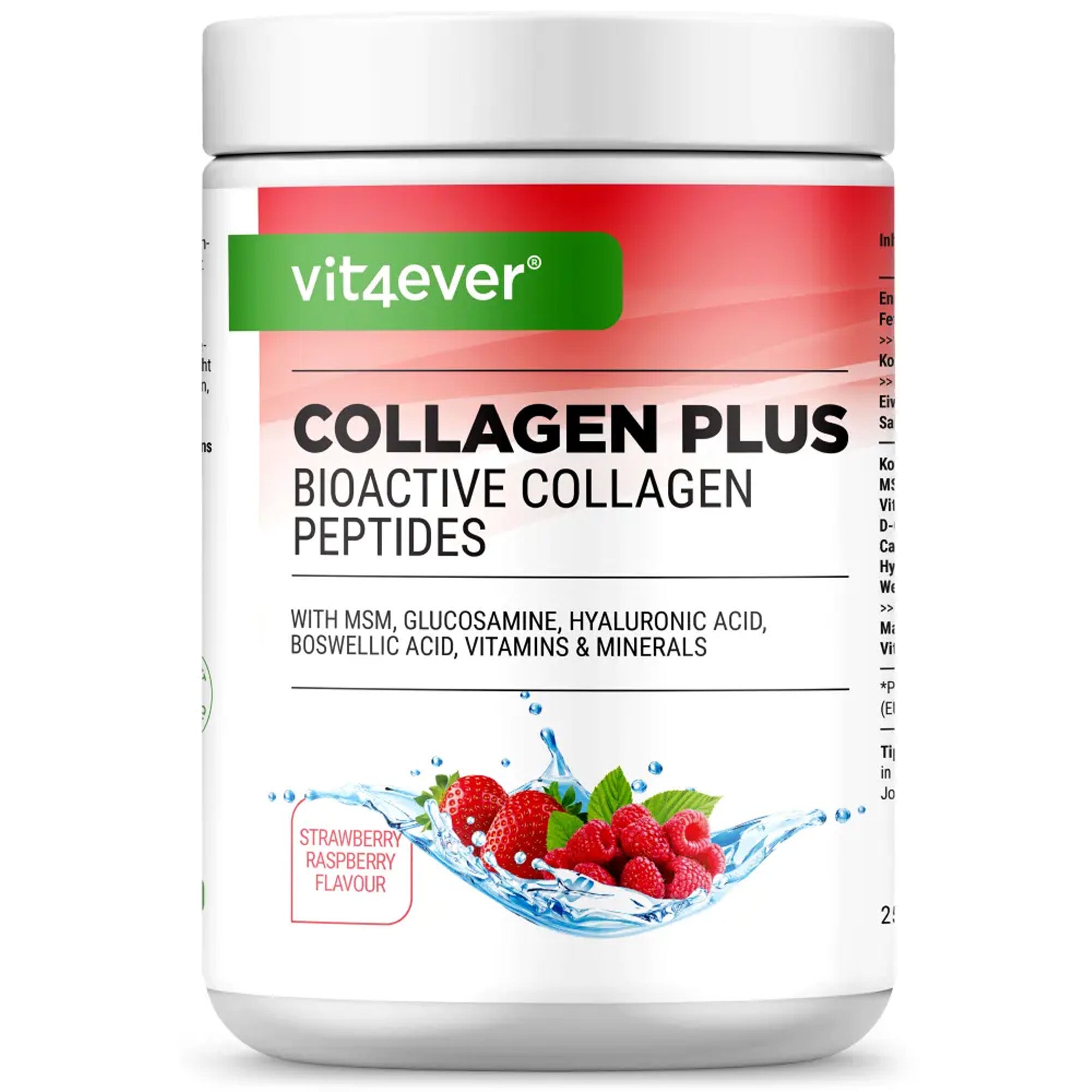 Vit4ever Collagen Plus Erdbeer-Himbeer - 500 g