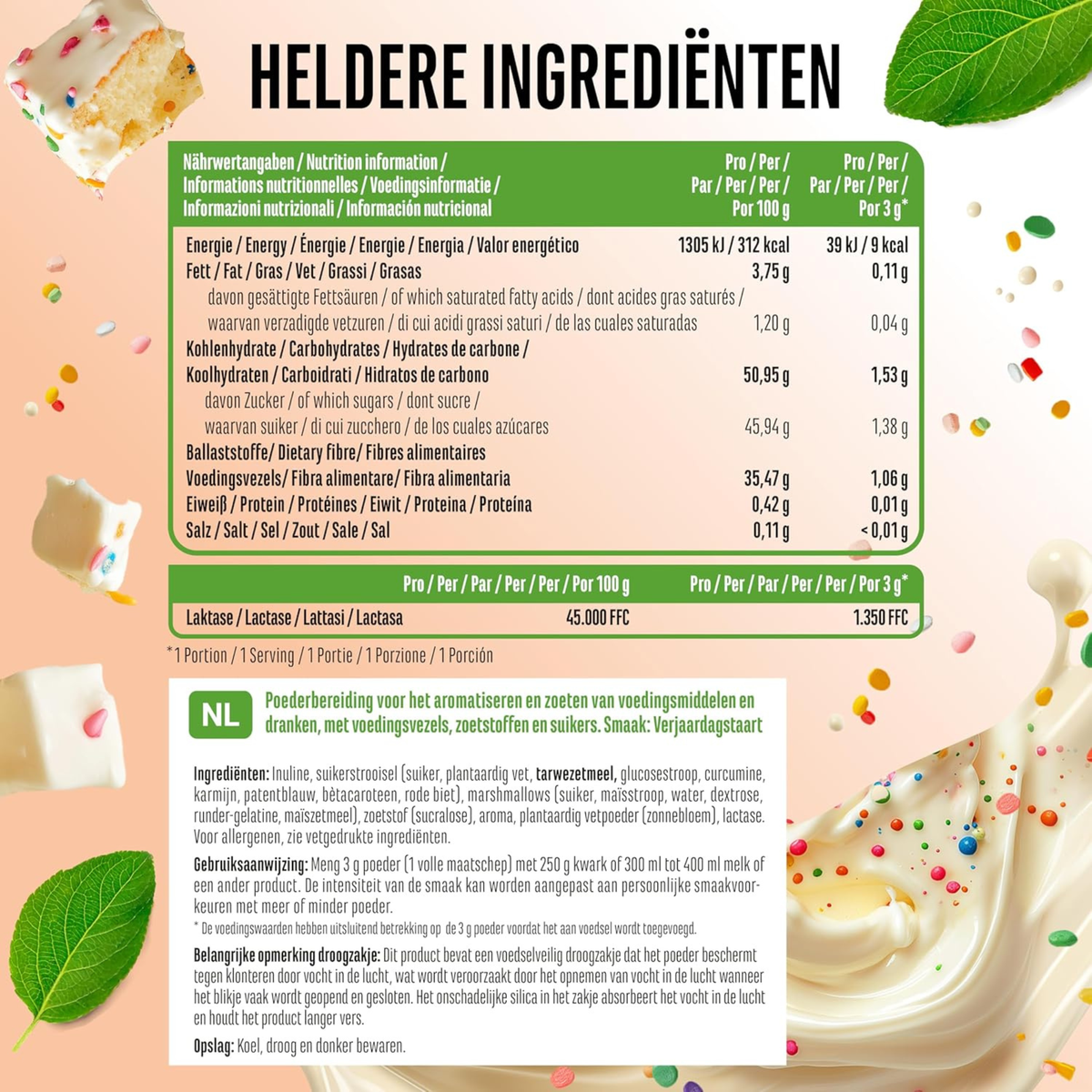 Flavor Craft Geburtstagskuchen Geschmackspulver | 250 g | Vit4ever
