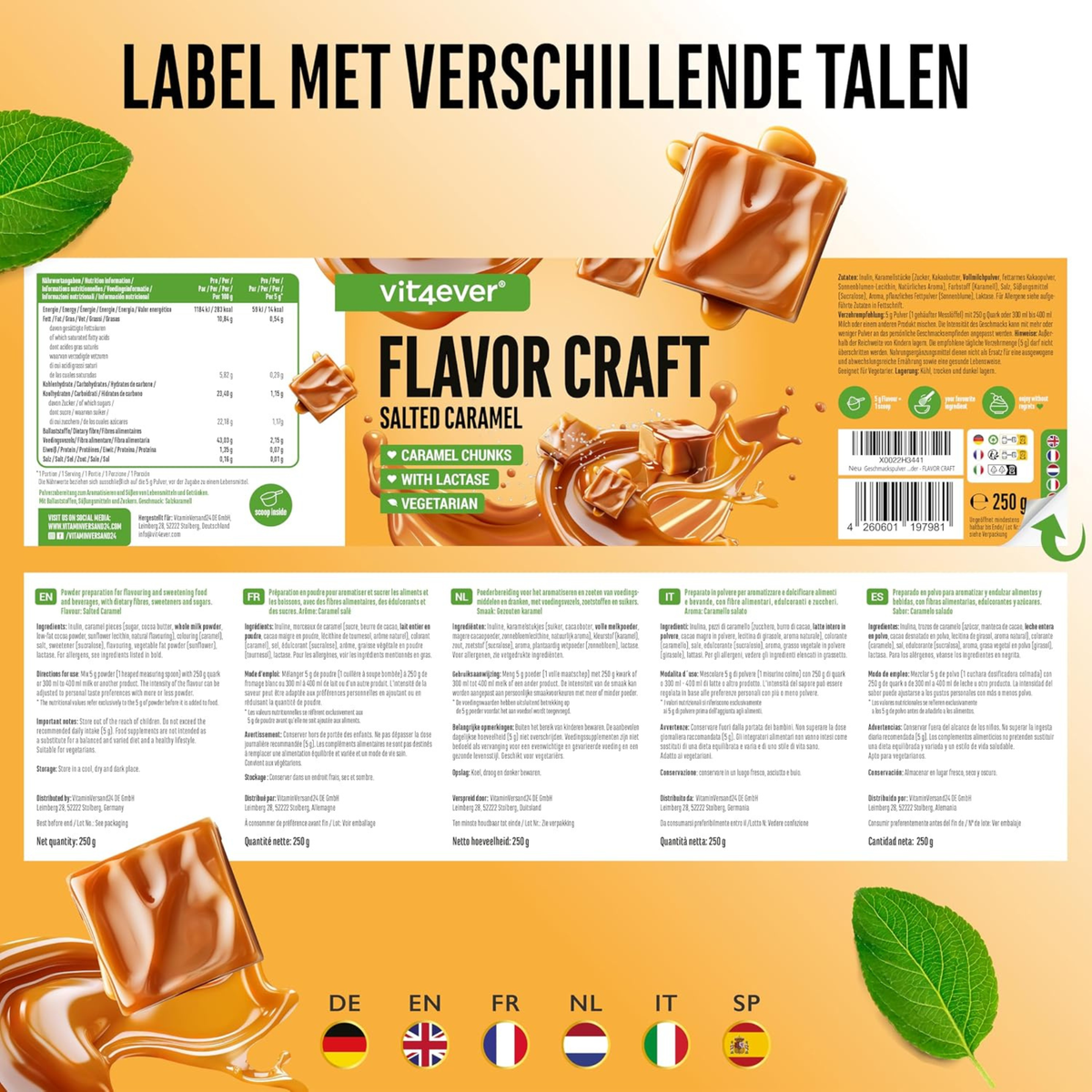 Flavor Craft Gesalzenes Karamell Geschmackspulver | 250 g | Vit4ever