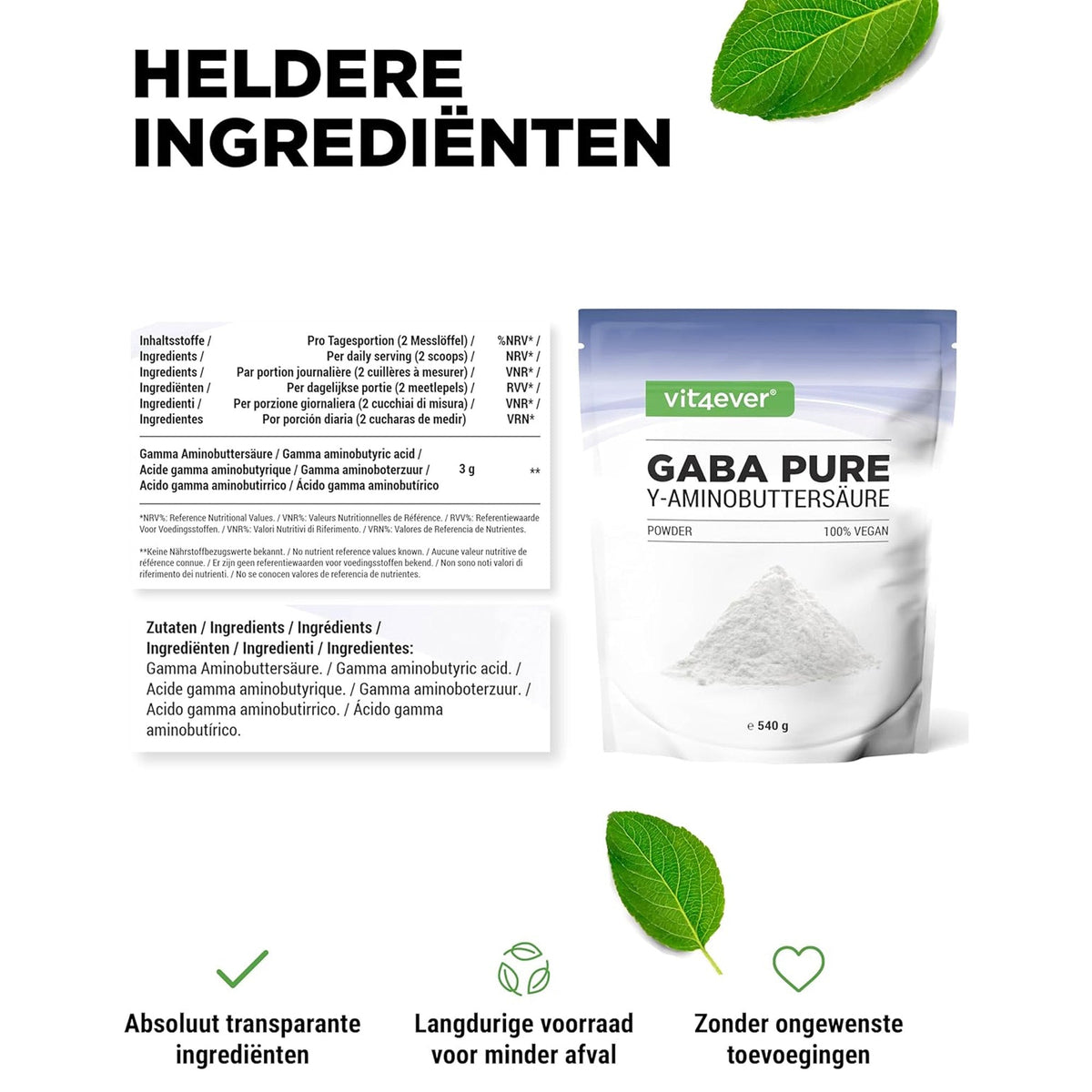 GABA Pulver | 540 g | Vit4ever