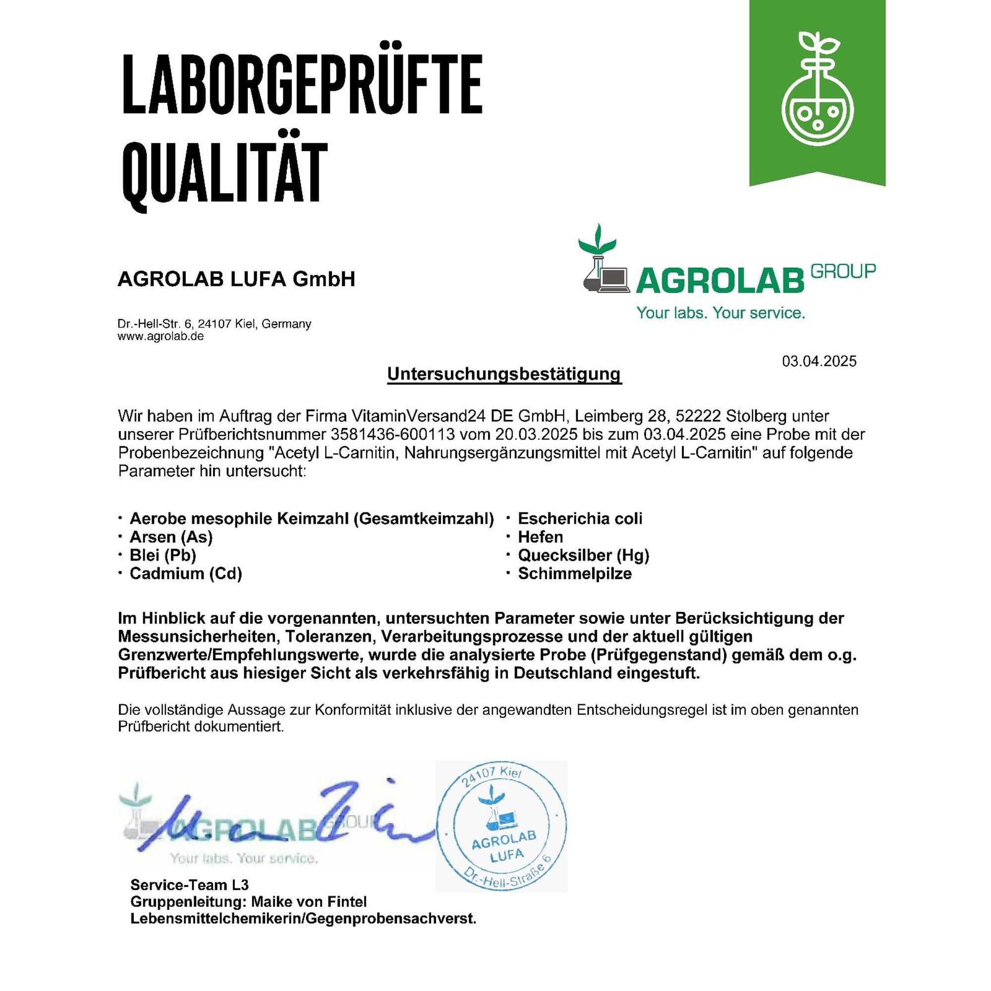 Acetyl L-Carnitin 3000mg 250 Kapseln – Produktdetails