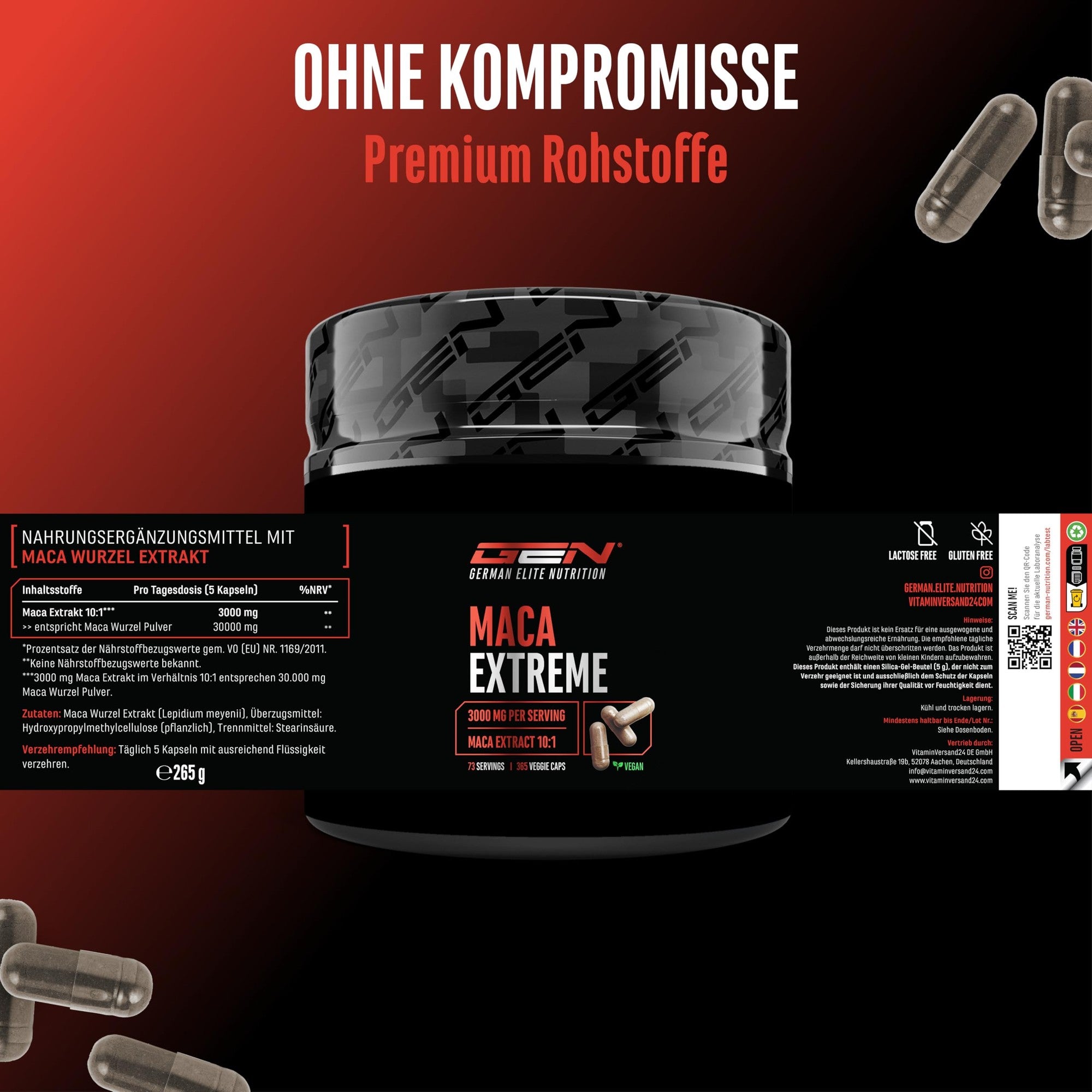 Maca Extreme 365 Kapseln - Wirkstoffe & Dosierung