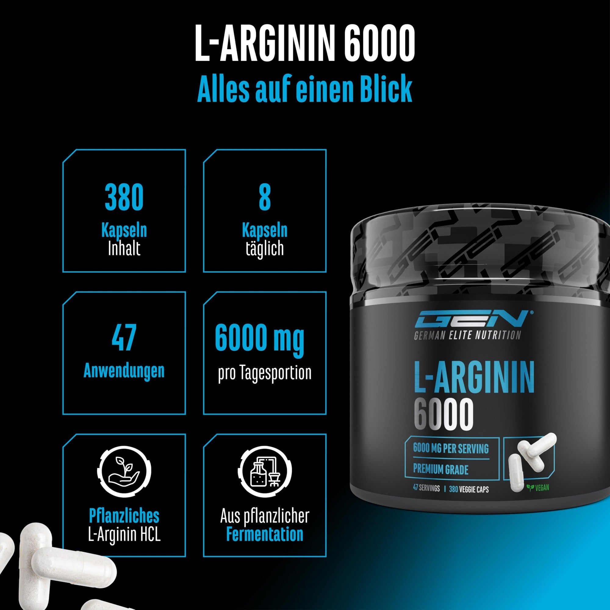 GEN L-Arginin 6000 380 Kapseln – Übersicht