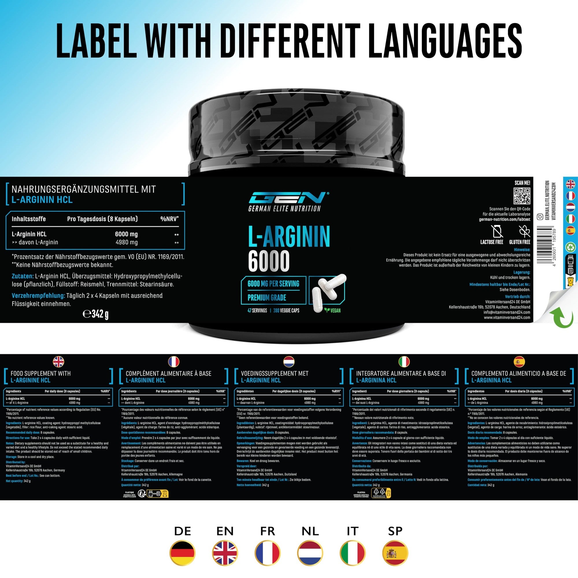 GEN L-Arginin 6000 380 Kapseln – Anwendung & Einnahme