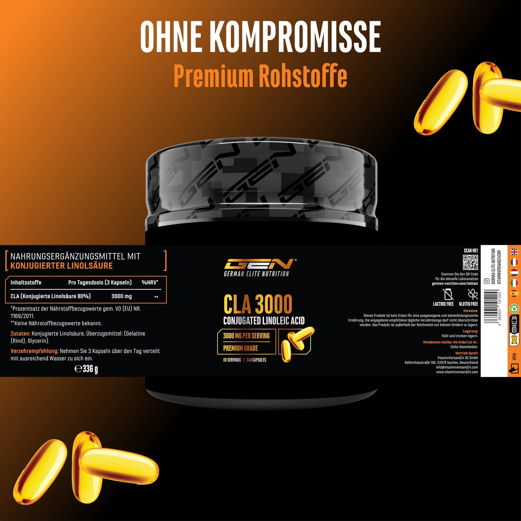 GEN CLA 1000mg 240 Softgels – Wirkstoffe & Dosierung
