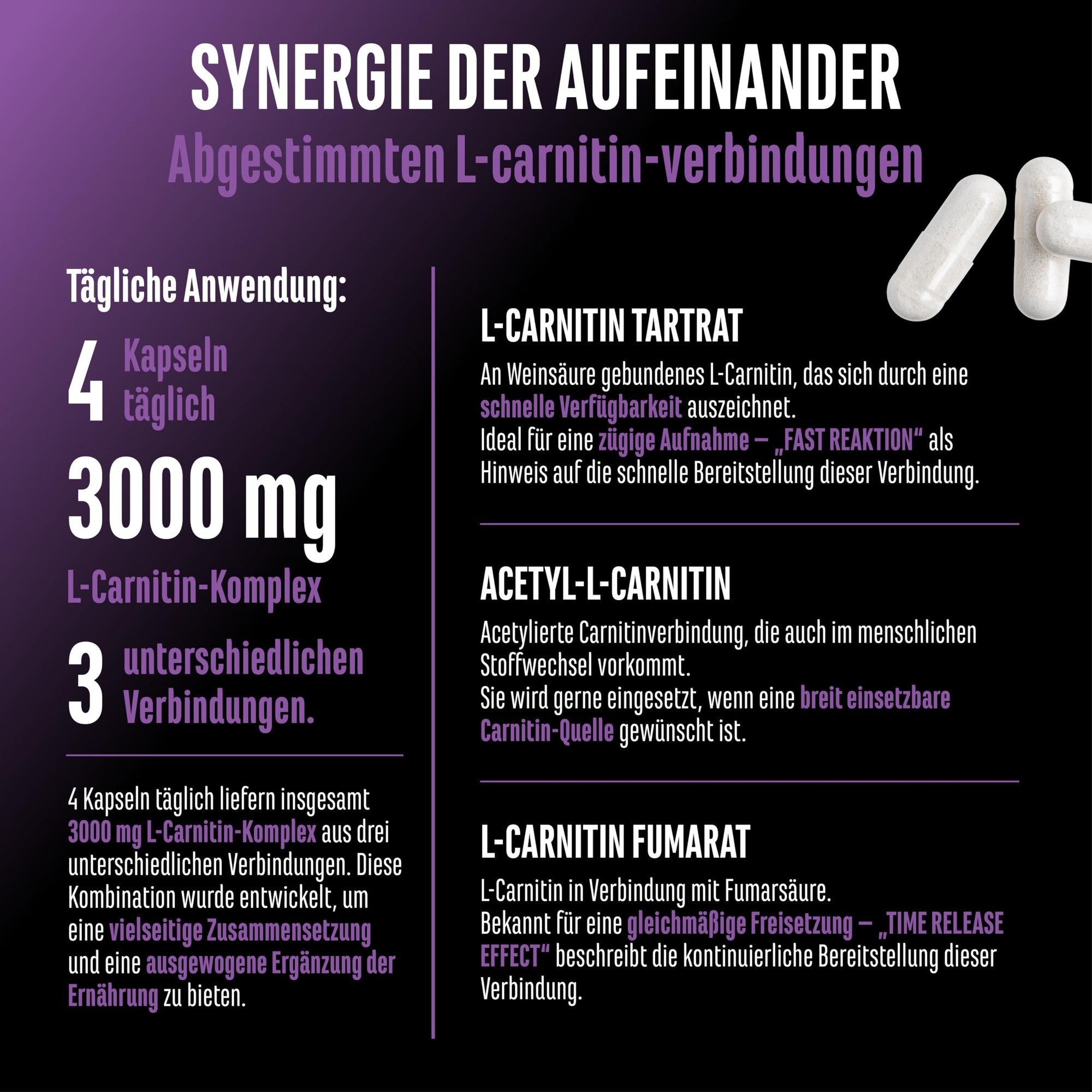 L-Carnitin Triple Complex 120 Kapseln – Wirkstoffe & Dosierung