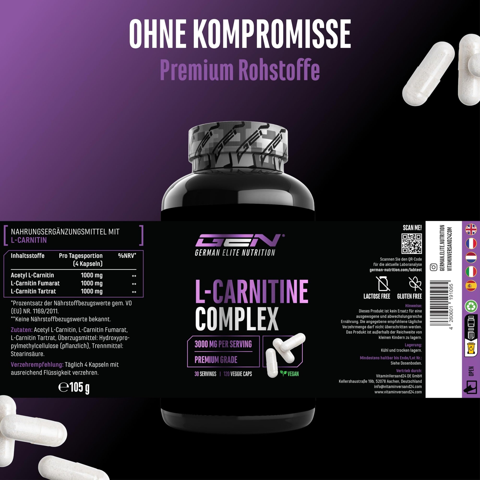 L-Carnitin Triple Complex 120 Kapseln – Anwendung