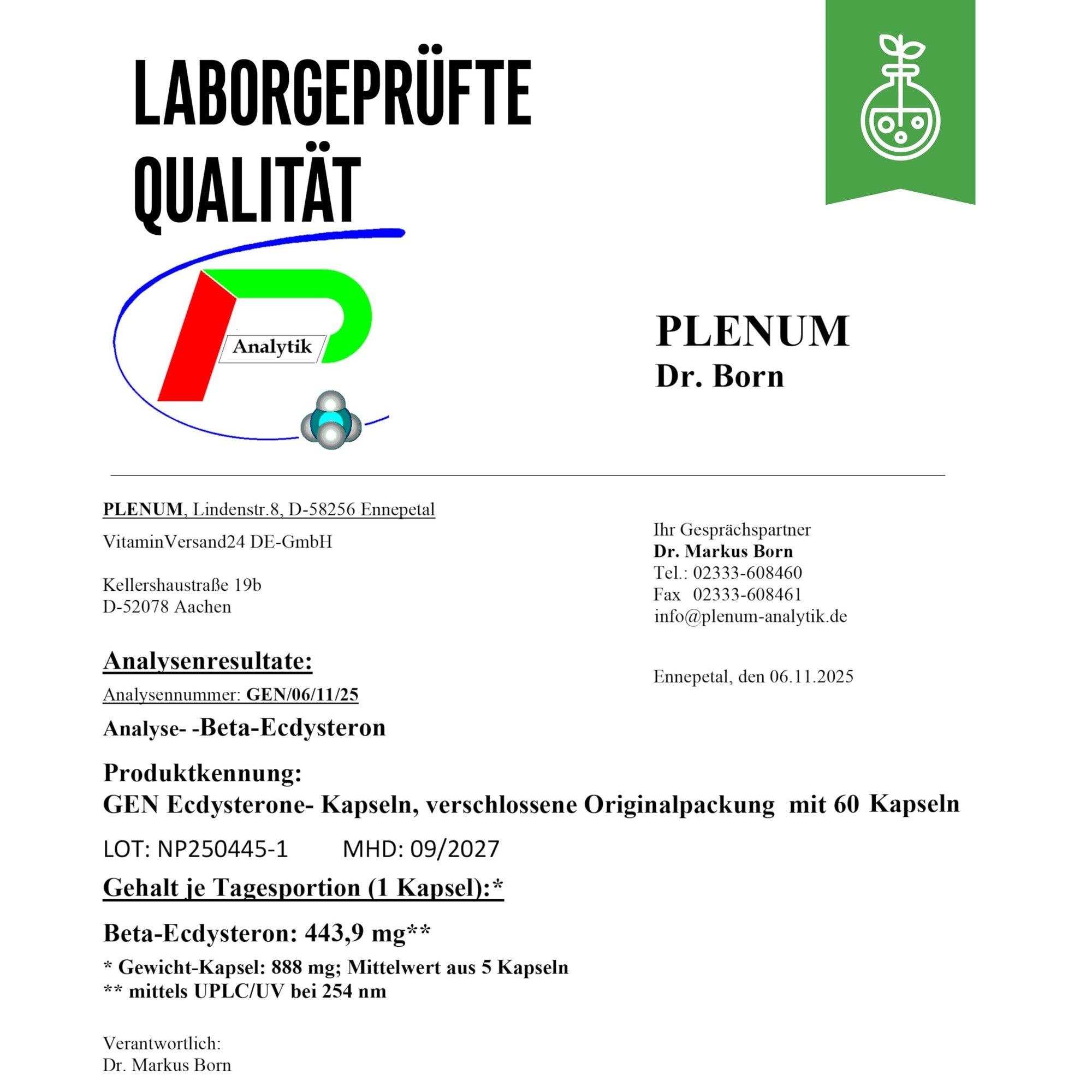 Beta-Ecdysteron 60 Kapseln - Zutaten & Qualität