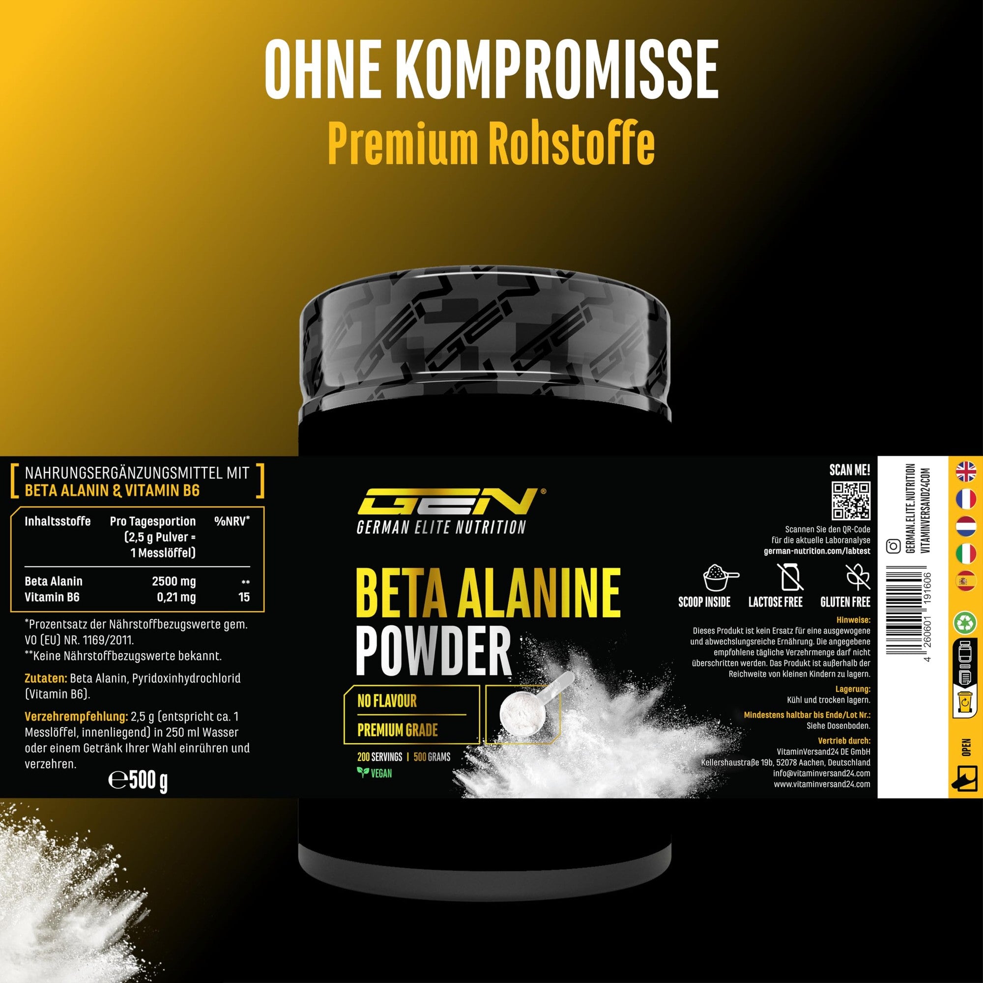 Beta-Alanin Pulver 500g – Reinheit 99%