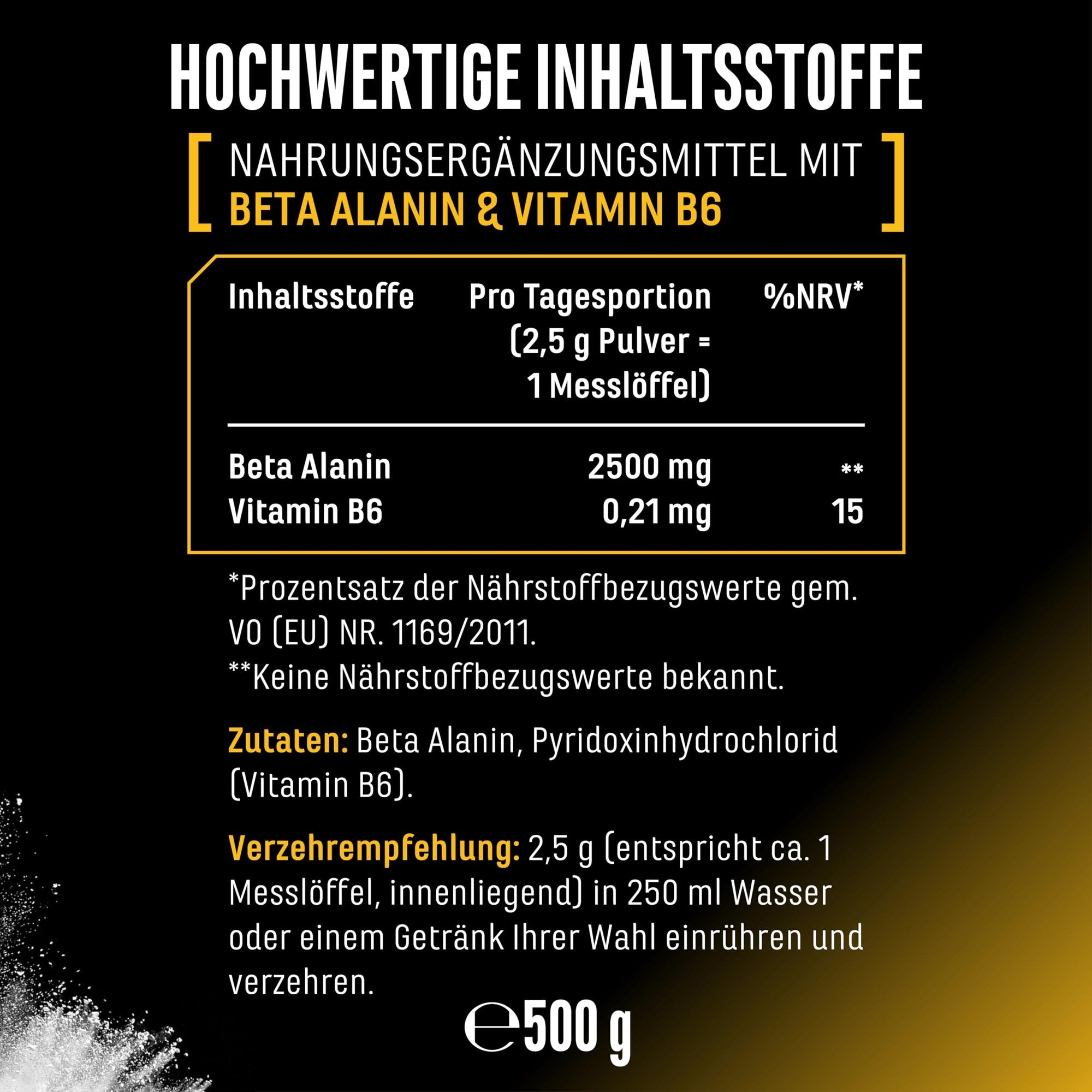 Beta-Alanin Pulver 500g – Anwendung
