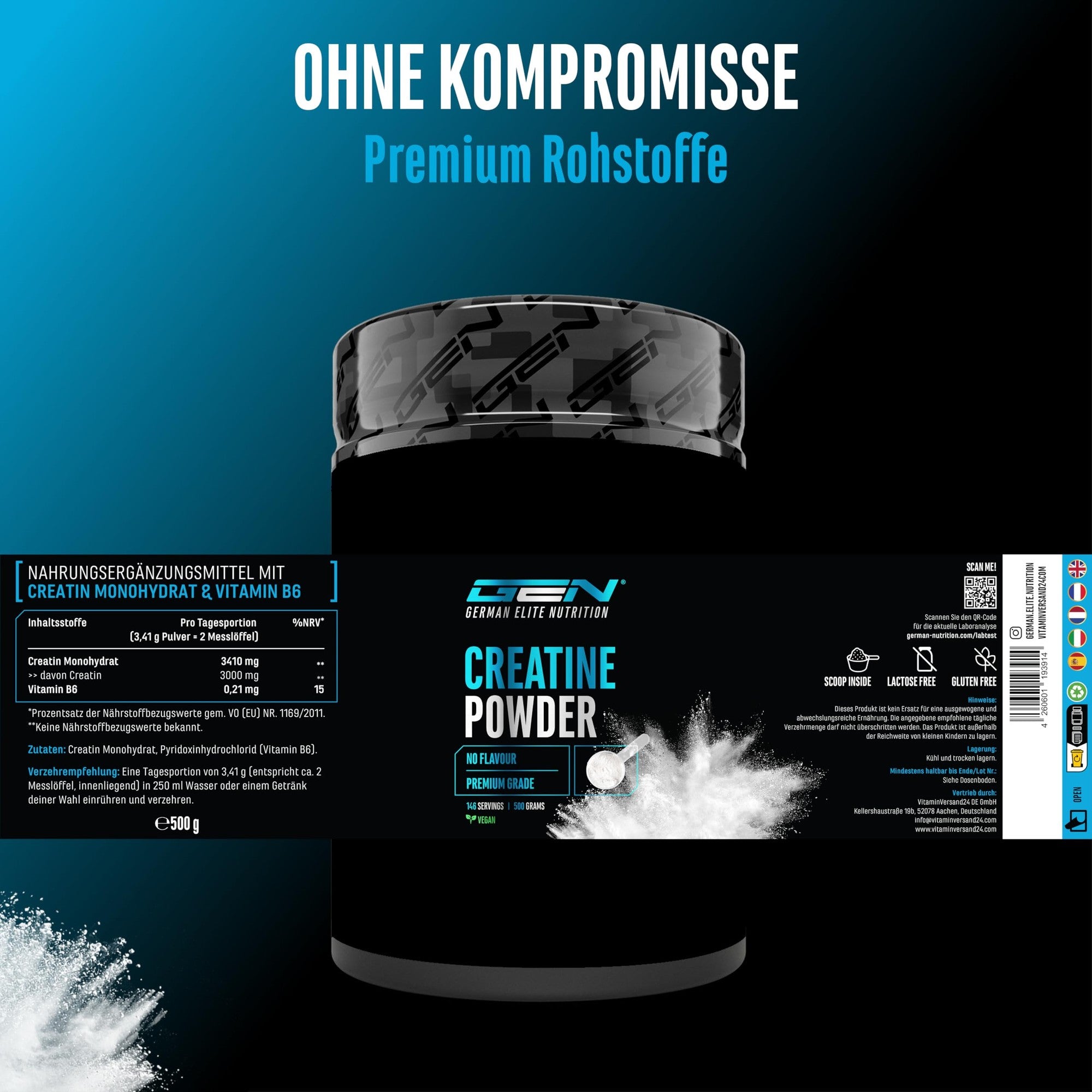GEN Creatin Monohydrat Pulver – Wirkstoffe & Dosierung