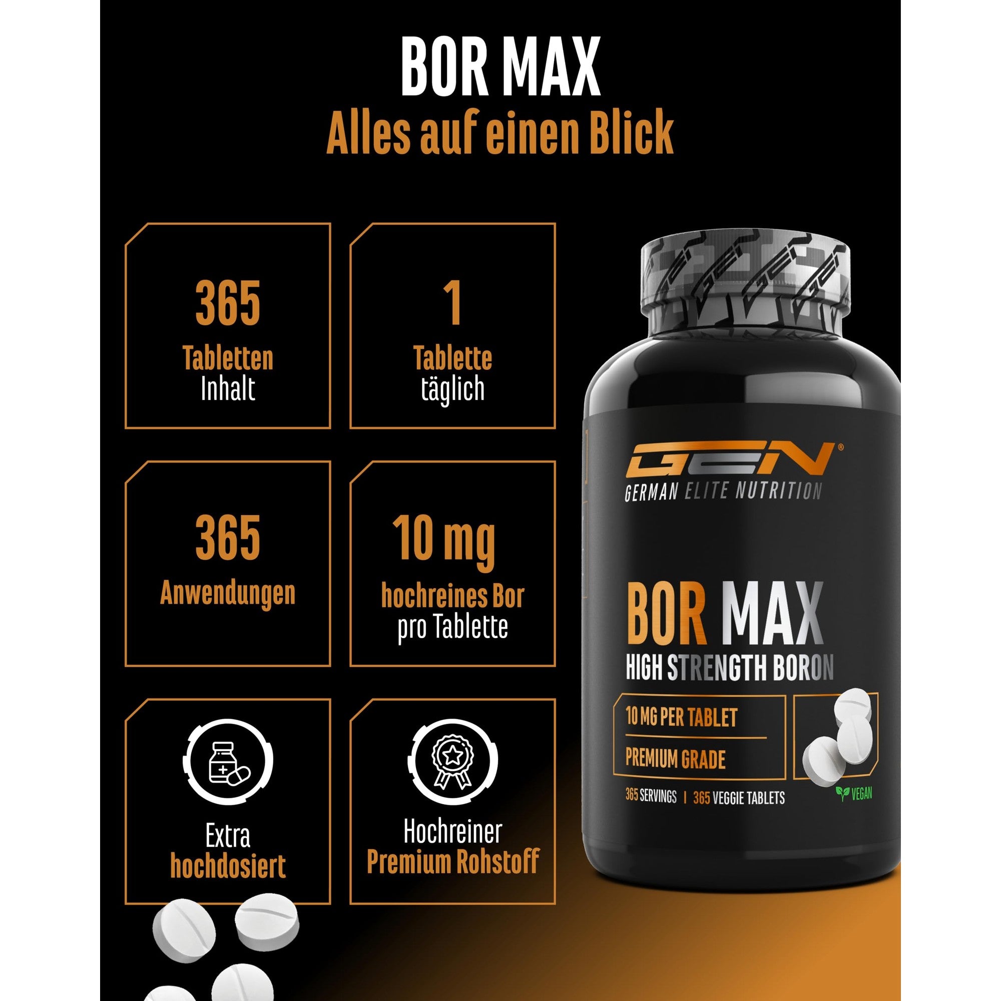 GEN Bor Borium Max 10mg 365 Tabletten – Übersicht