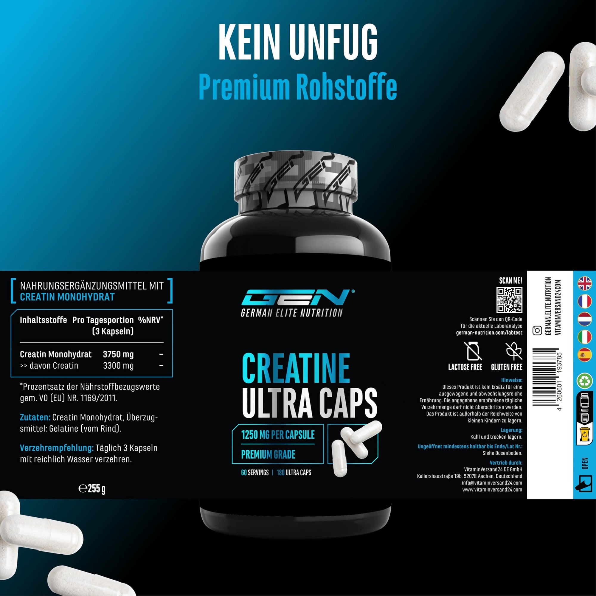 Creatin Ultra Caps Kapseln – Creatin Monohydrat Qualität