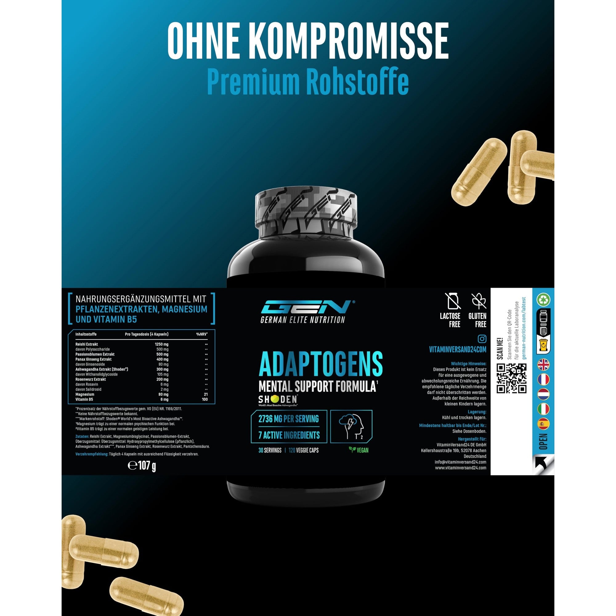 GEN Adaptogene Complex 120 Kapseln – vegan & laborgeprüft