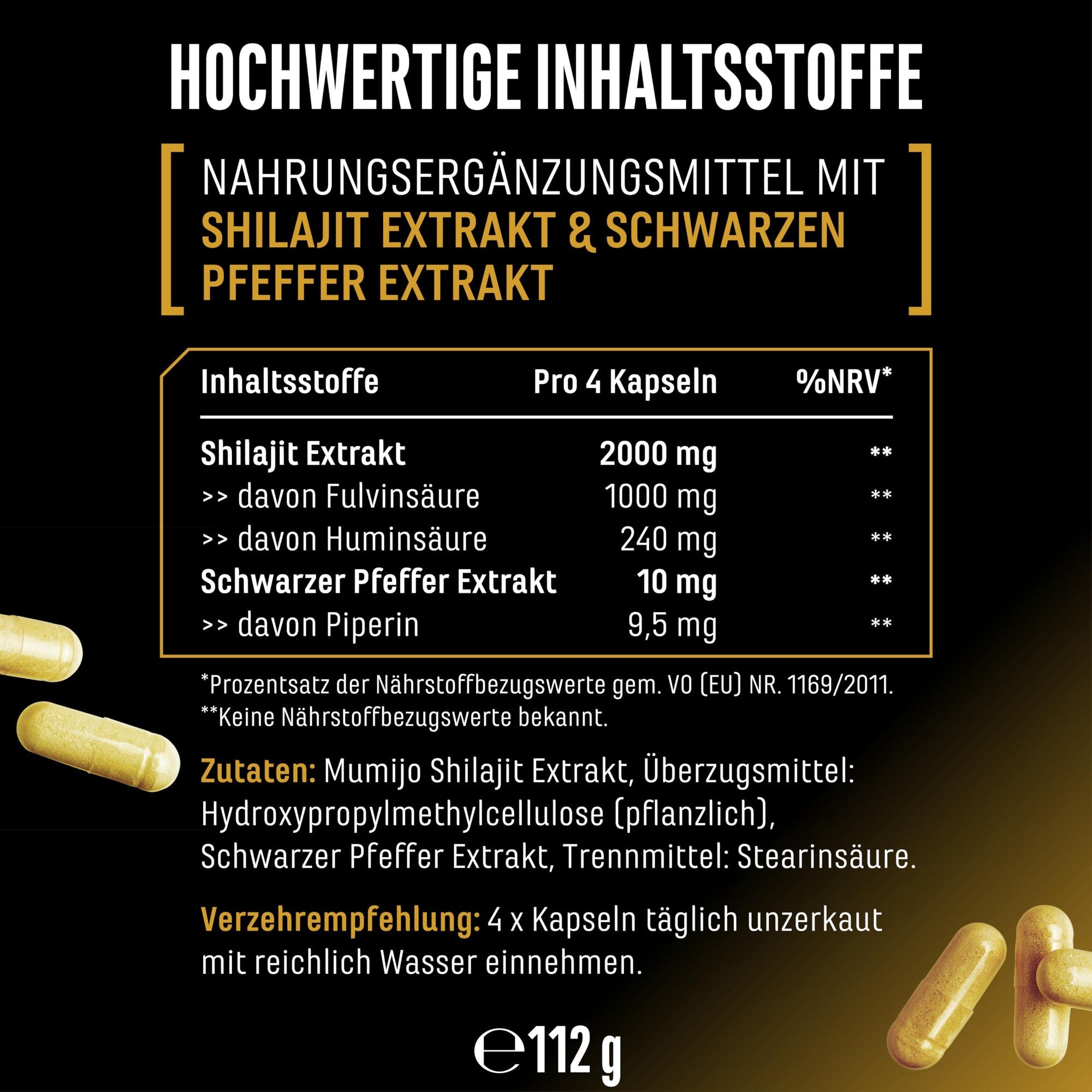 Mumijo Shilajit Max 180 Kapseln - Anwendung