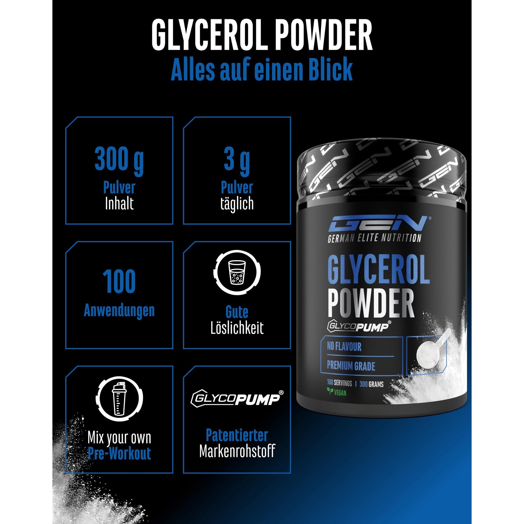 GEN Glycerol Pulver GlycoPump 300g – Übersicht