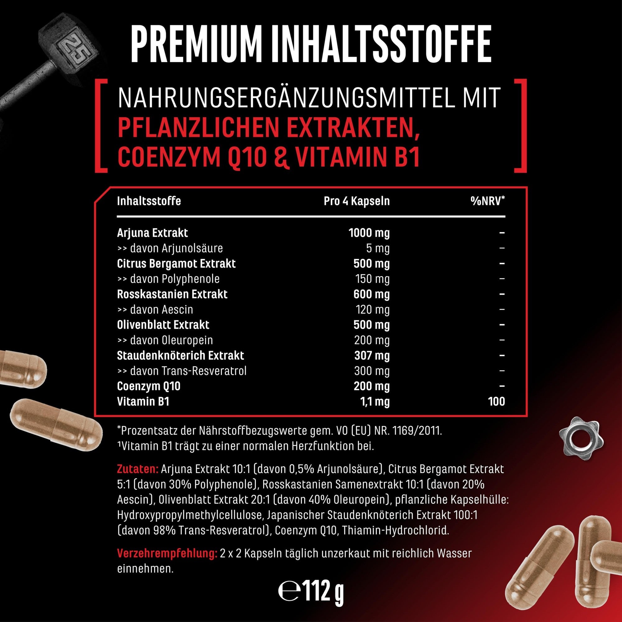 GEN Heart Essentials 120 Kapseln – Nährwerte & Etikett