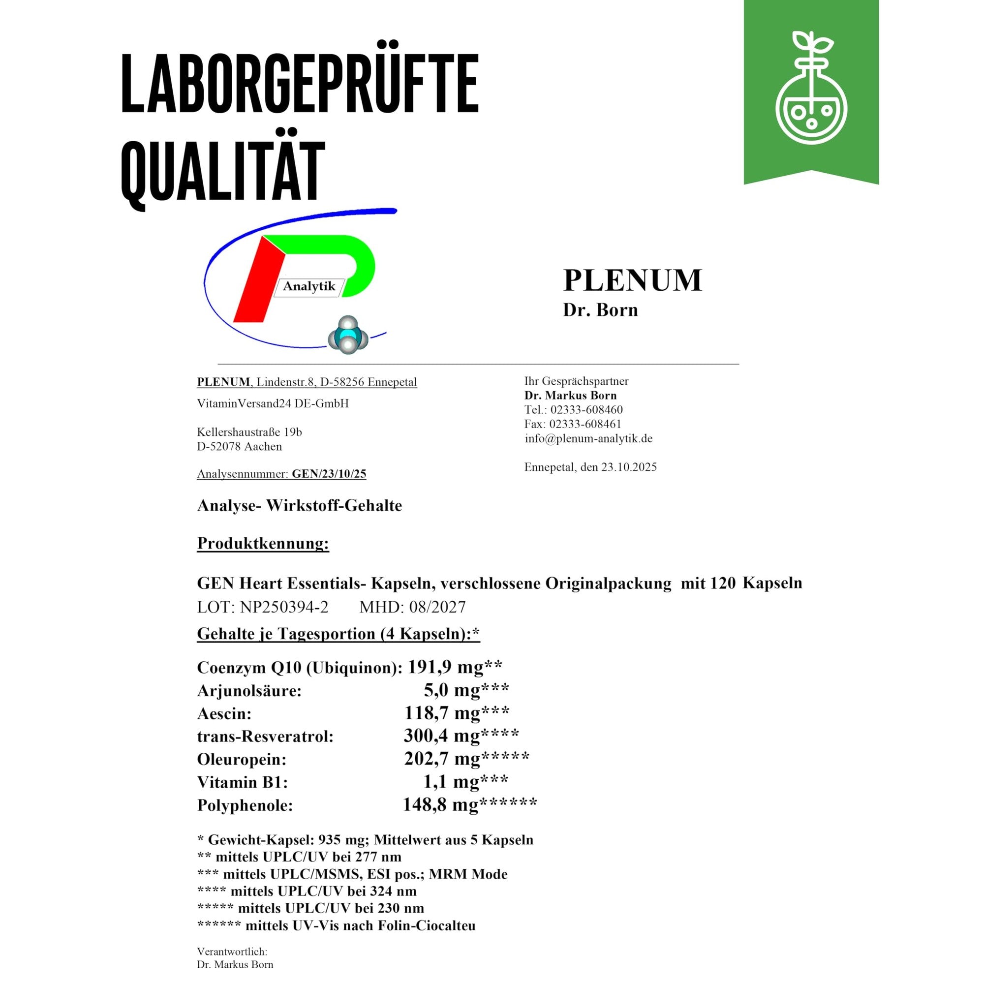 GEN Heart Essentials 120 Kapseln – Verpackung & Qualität