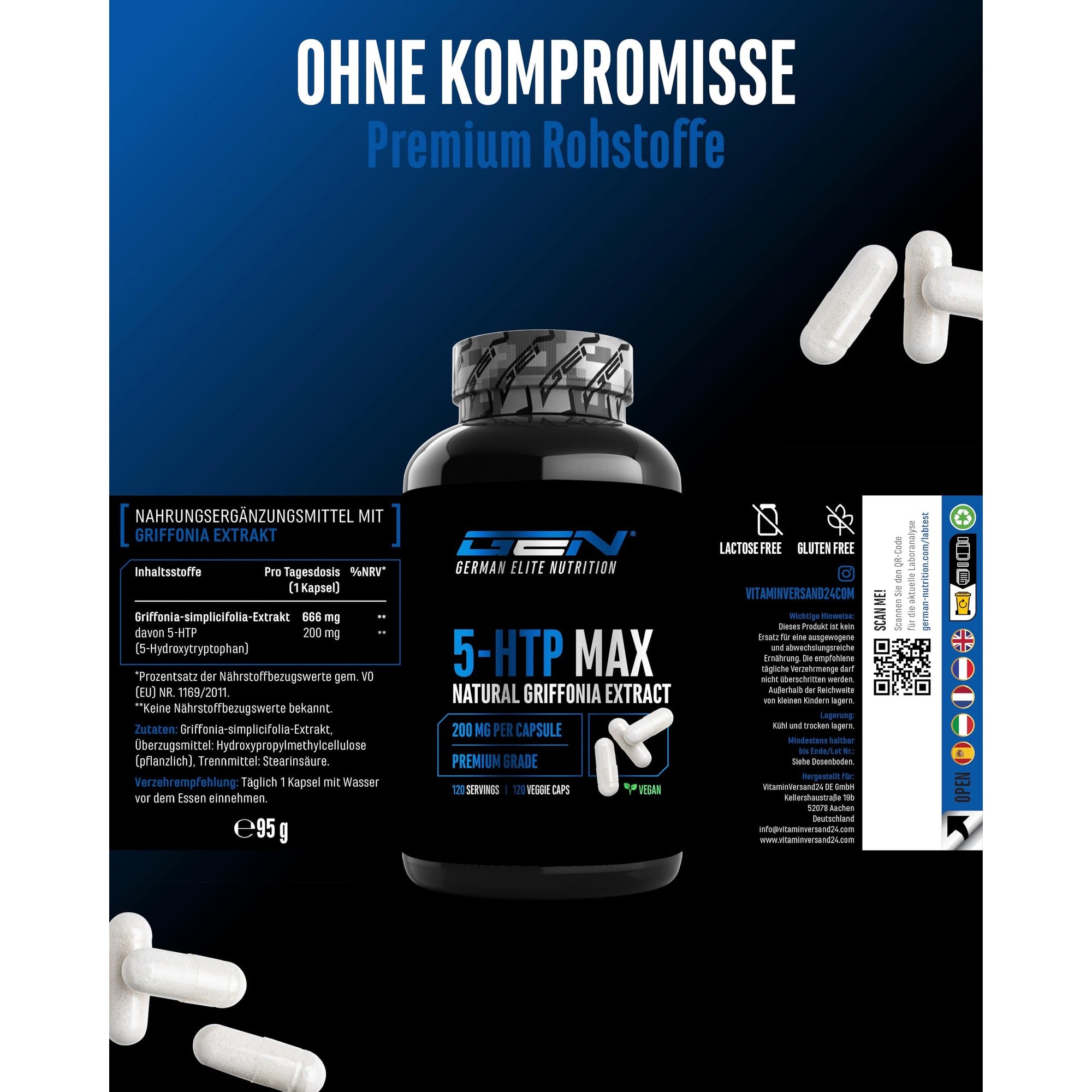 5-HTP MAX 200mg 120 Kapseln – Griffonia Extrakt