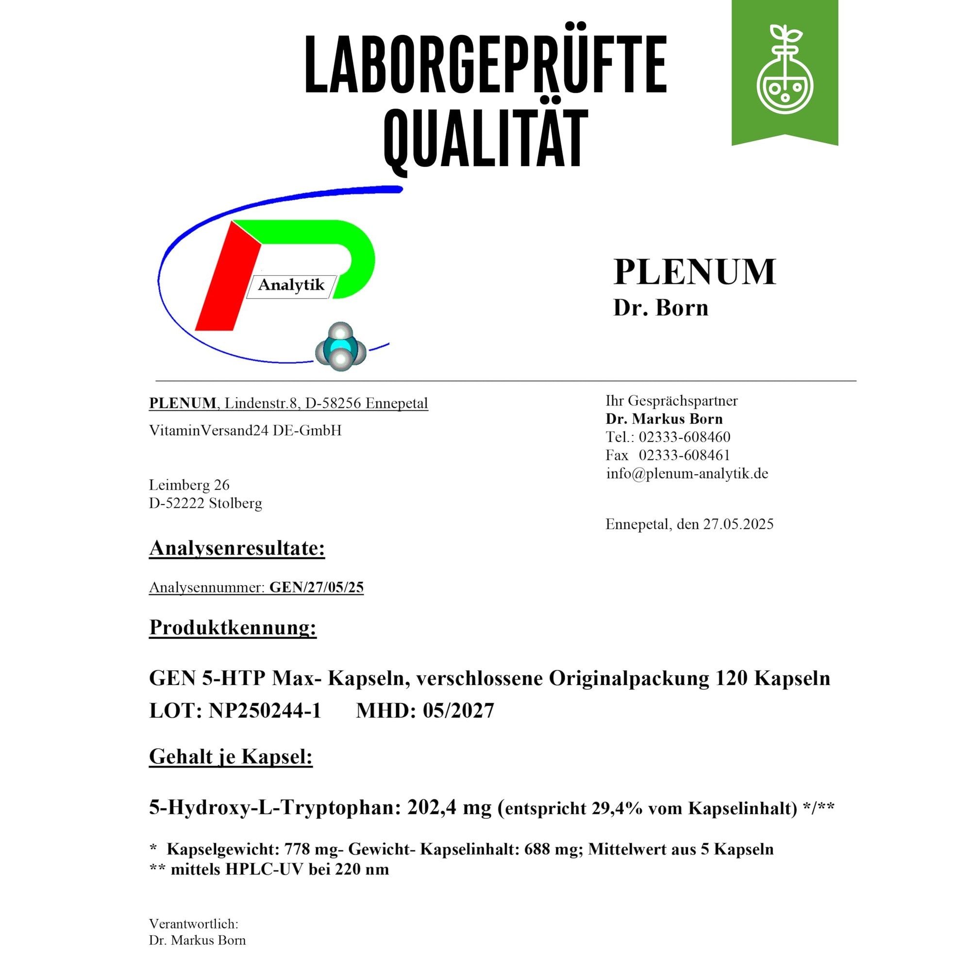 5-HTP MAX 200mg 120 Kapseln – Produktdetails