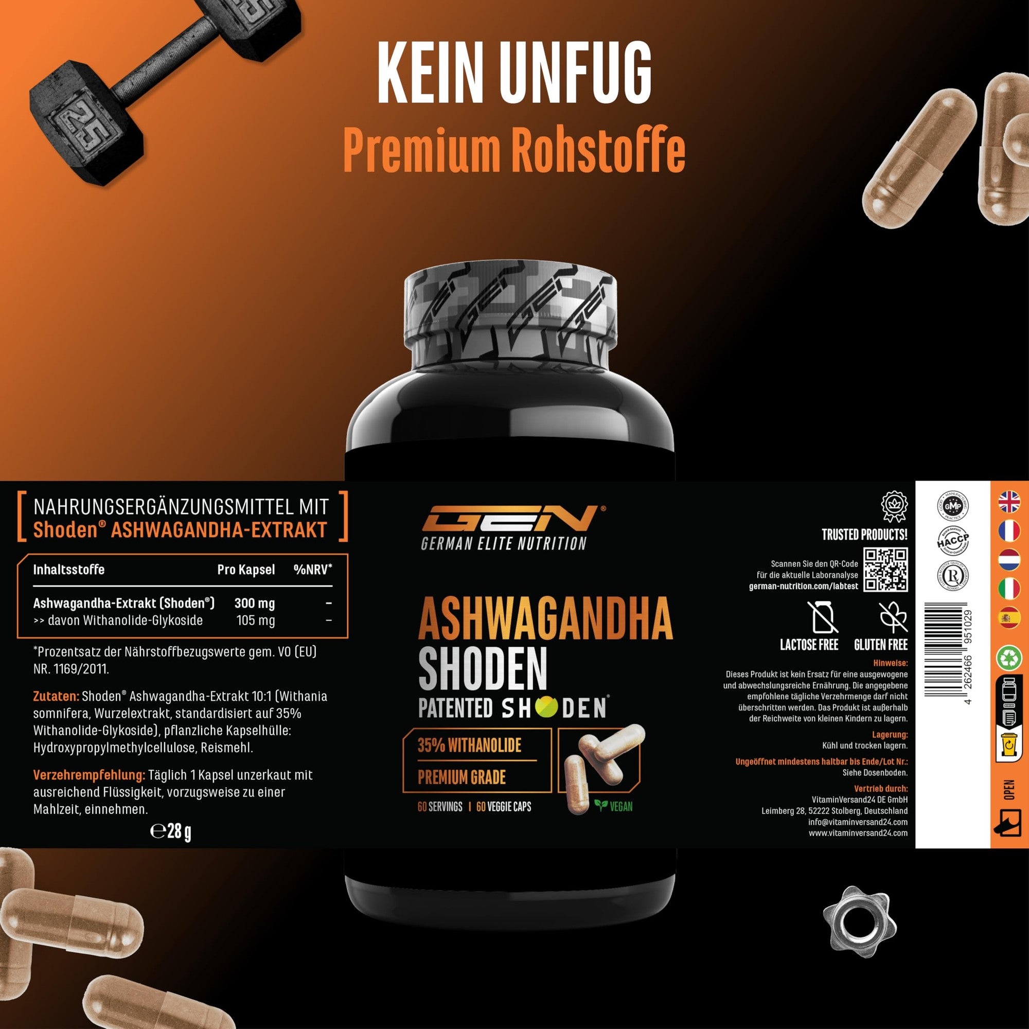 Ashwagandha Shoden 35% 60 Kapseln – Withanolide & Shoden Extrakt