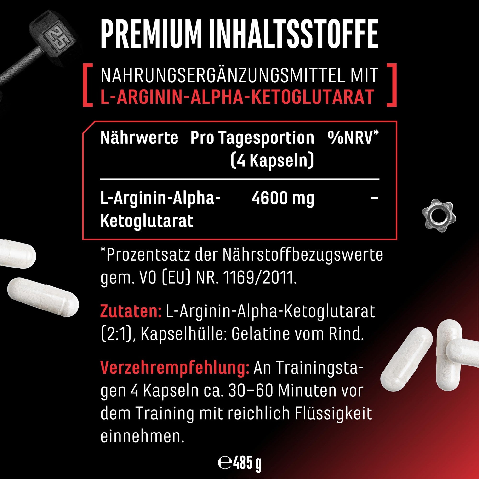 GEN AAKG Ultra Caps 1150mg 365 Kapseln – vegan & laborgeprüft