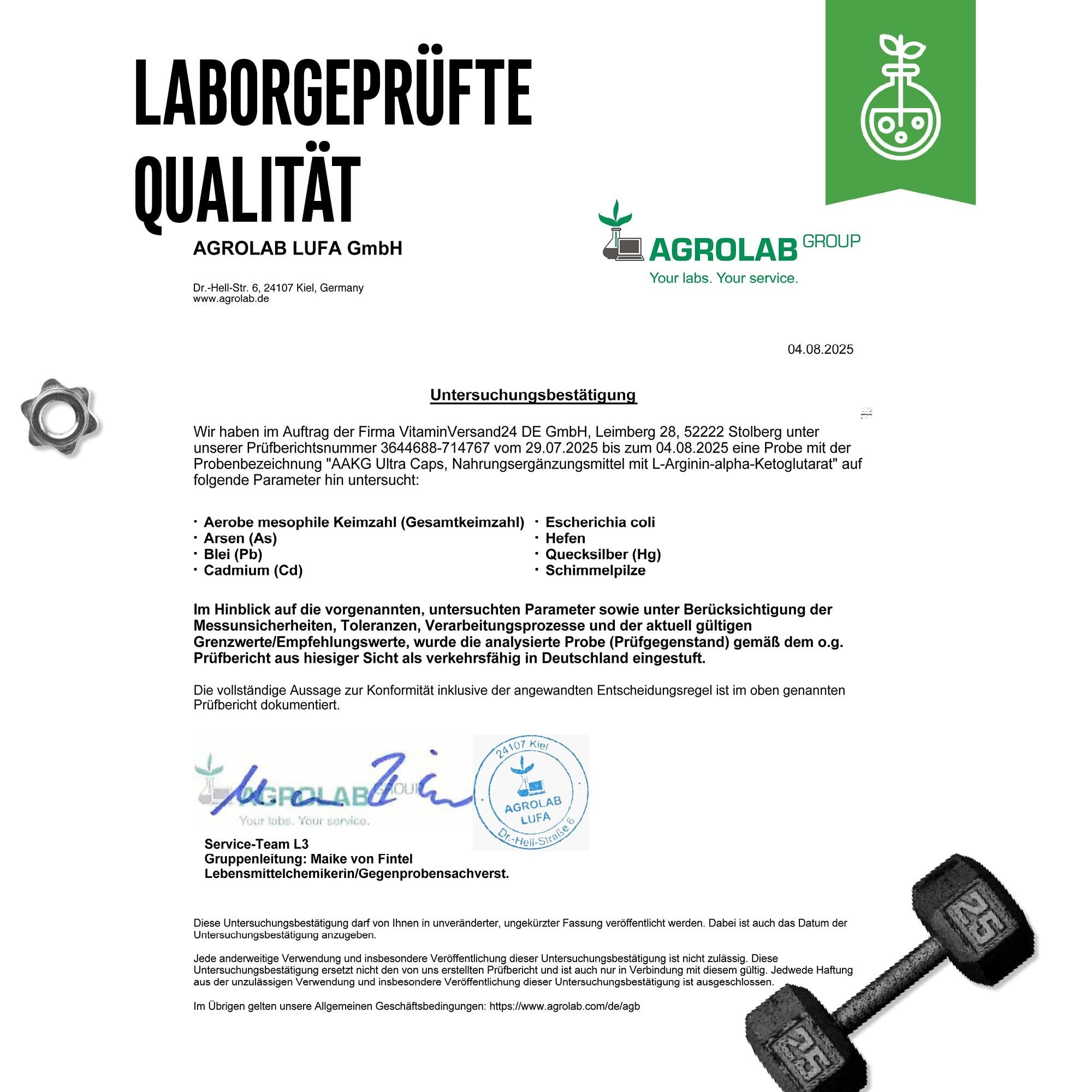 GEN AAKG Ultra Caps 1150mg 365 Kapseln – Nährwerte & Etikett