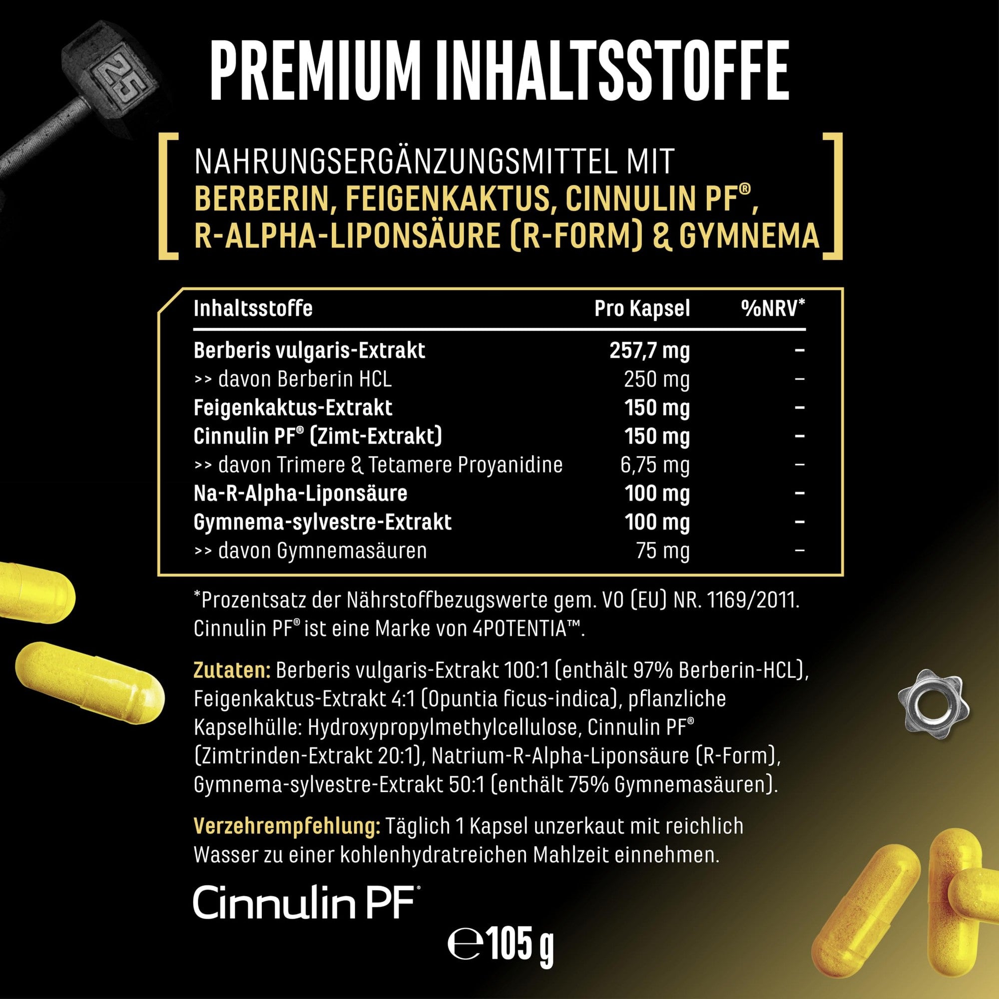 Invictus GDA Glucose-Formel 120 Kapseln – Nährwerte & Etikett