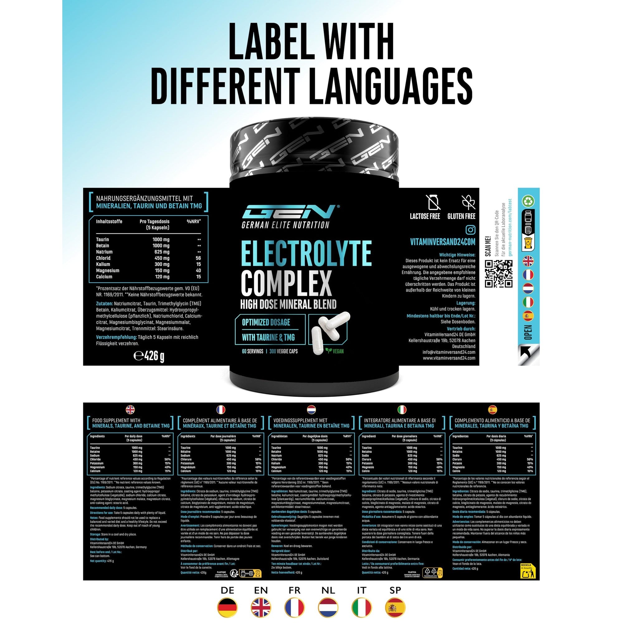 Elektrolyt Complex Plus 300 Kapseln – Nährwerte & Etikett