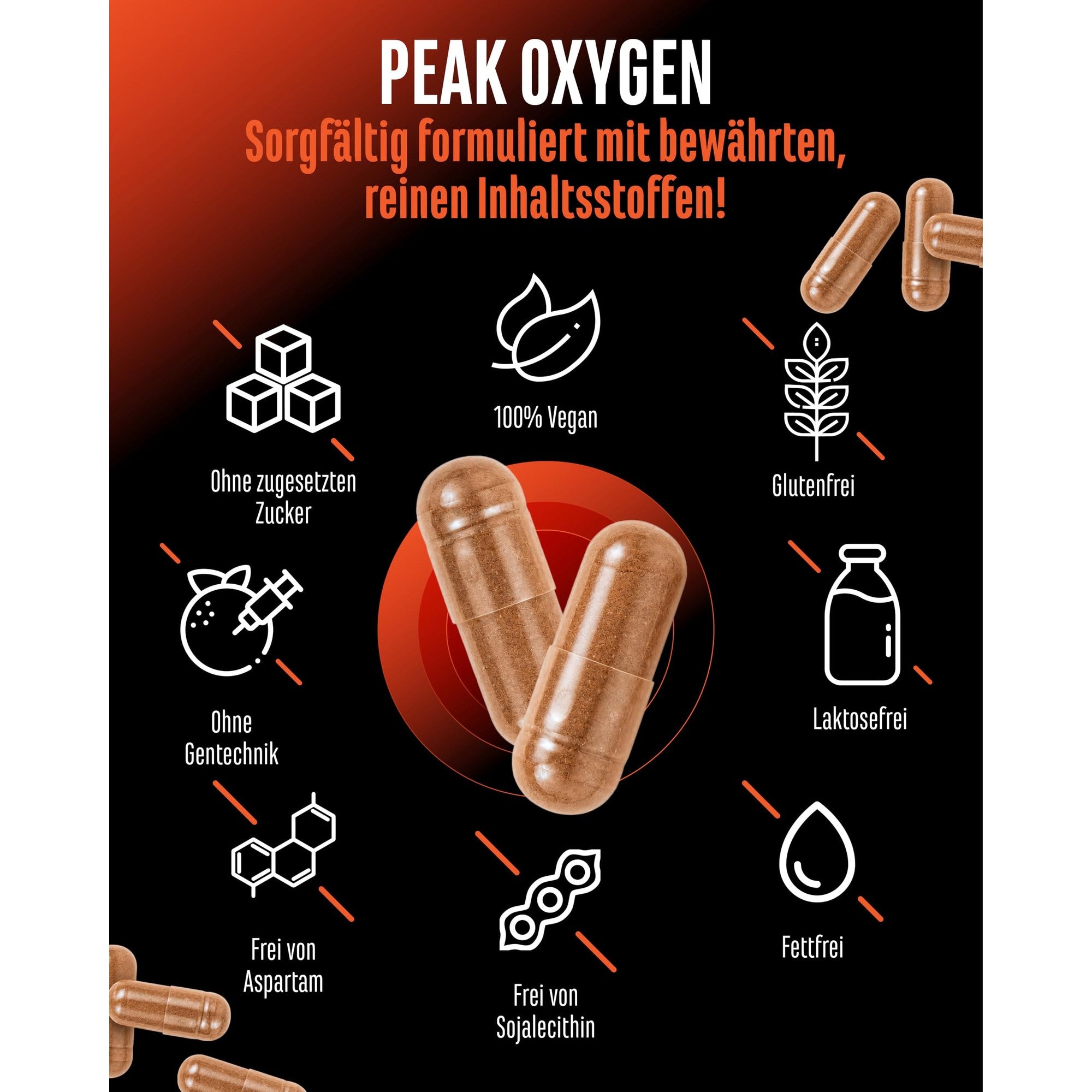 Peak Oxygen Pilzkomplex 180 Kapseln – Cordyceps Reishi Hericium