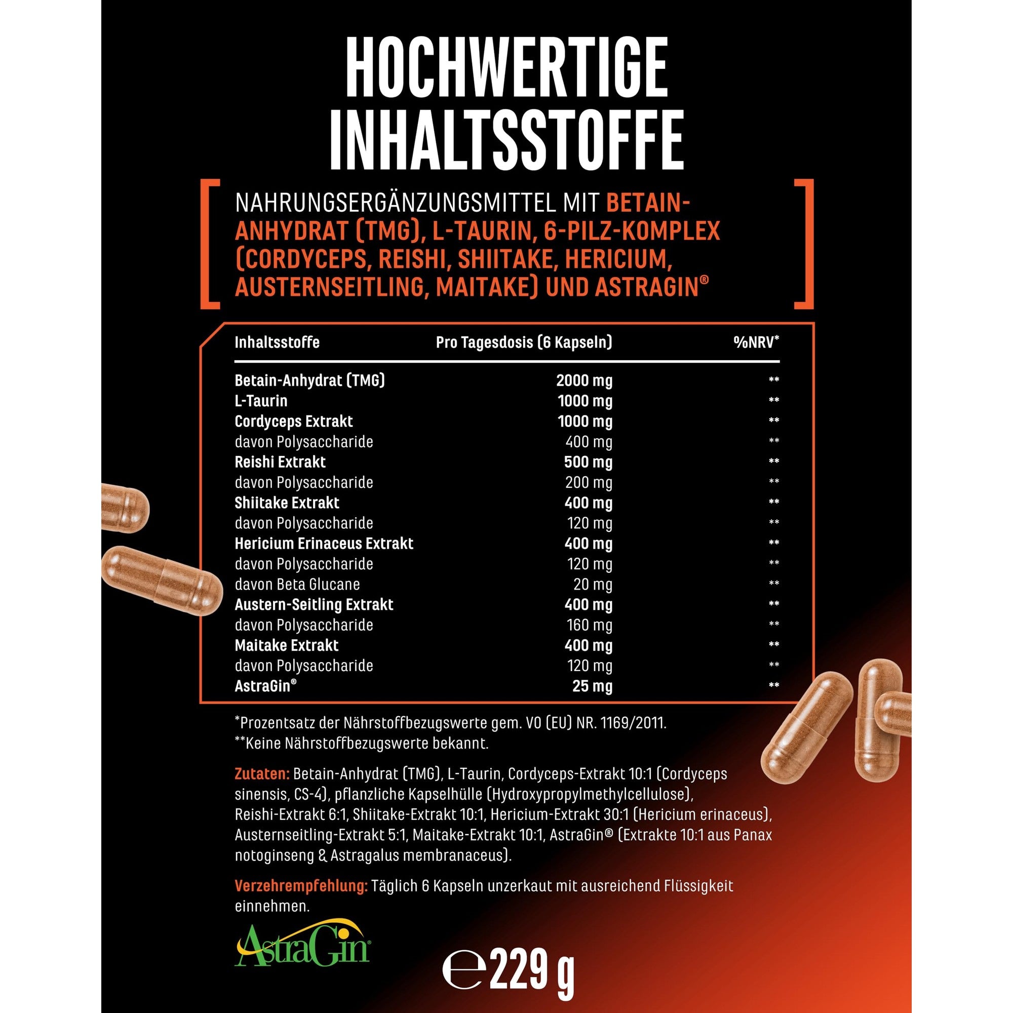 Peak Oxygen Pilzkomplex 180 Kapseln – vegan & laborgeprüft