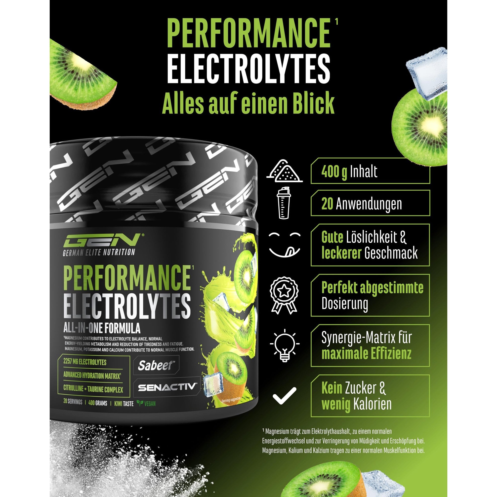 Performance Electrolytes Kiwi 400g – Inhaltsstoffe