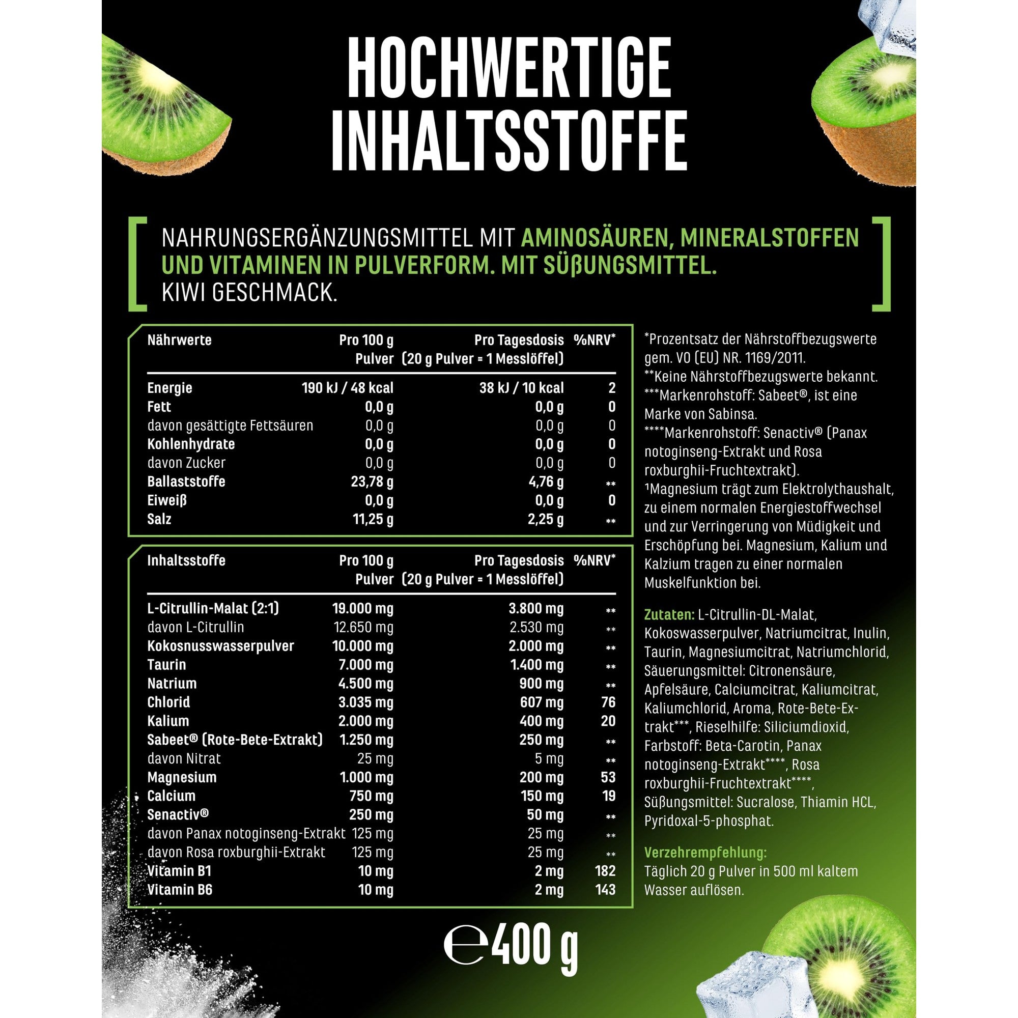 Performance Electrolytes Kiwi 400g – Produktdetails