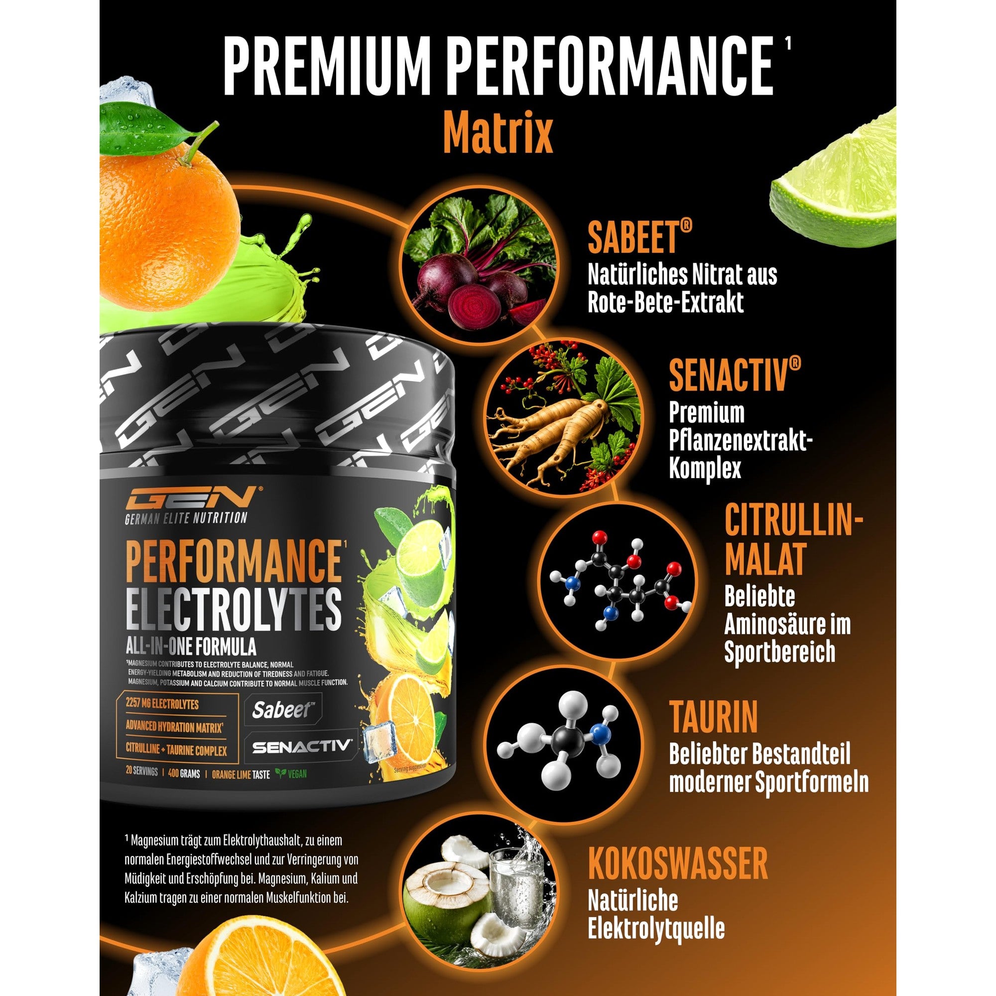 Performance Electrolytes Orange-Limette 400g – Wirkstoffe & Dosierung