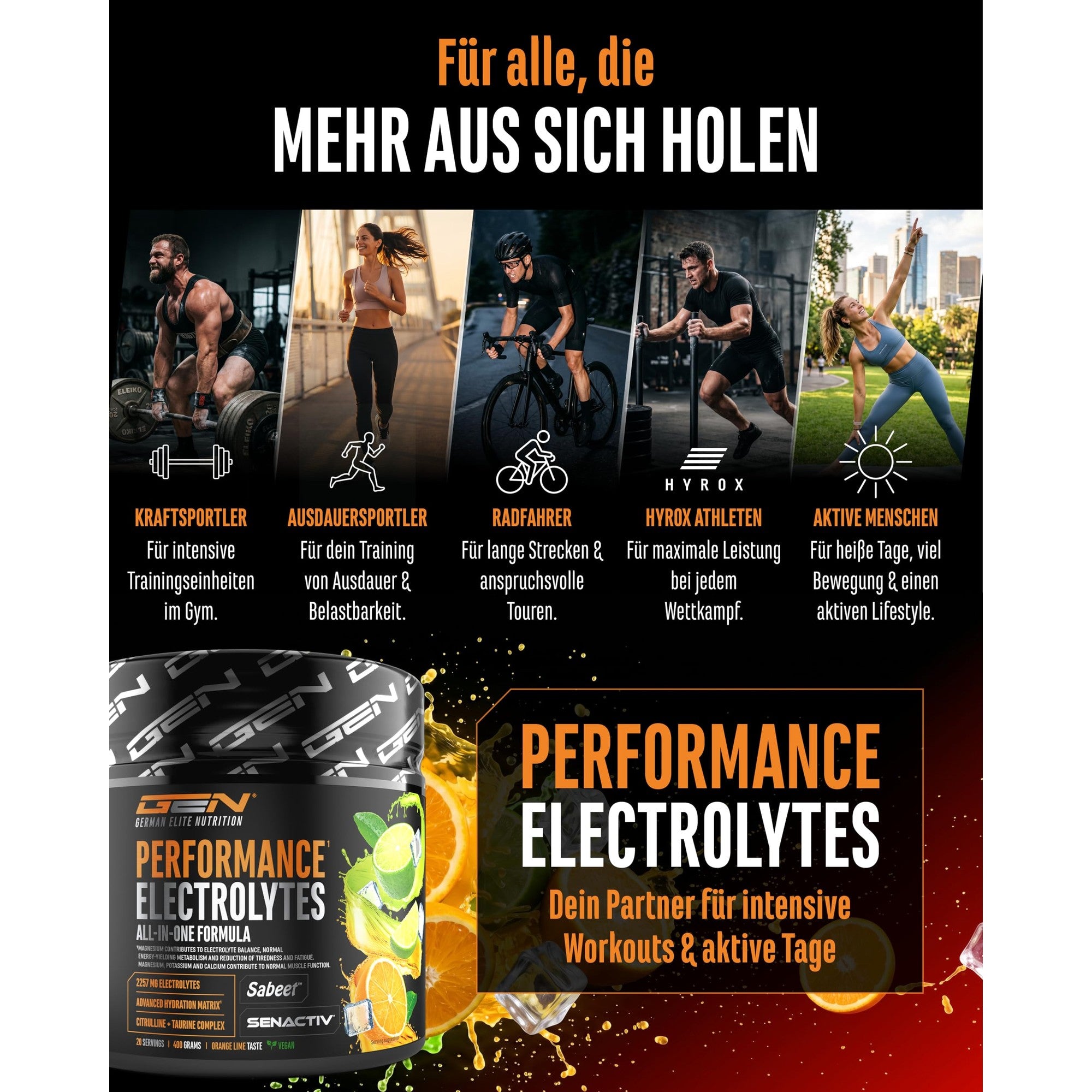 Performance Electrolytes Orange-Limette 400g – vegan & laborgeprüft