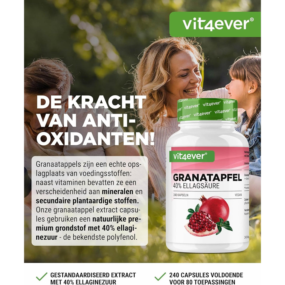 Granatapfelextrakt (40% Ellagsäure) 600 mg | 240 Kapseln | Vit4ever