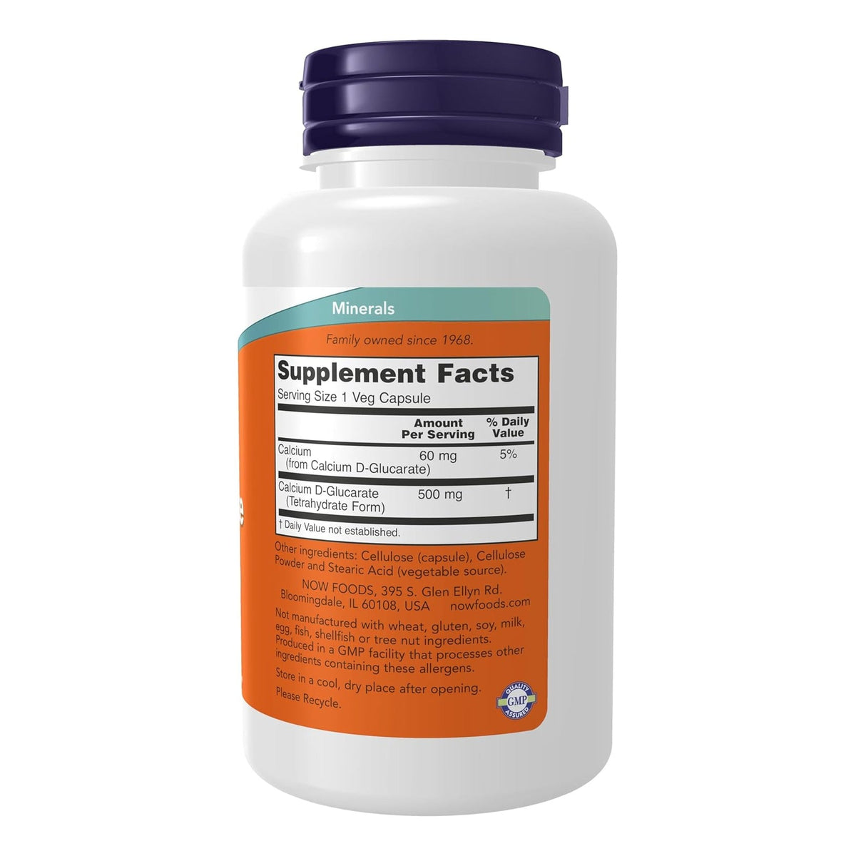 Now Foods Calcium D-Glucarat 500mg 90 Kapseln – Produktverpackung Vorderseite