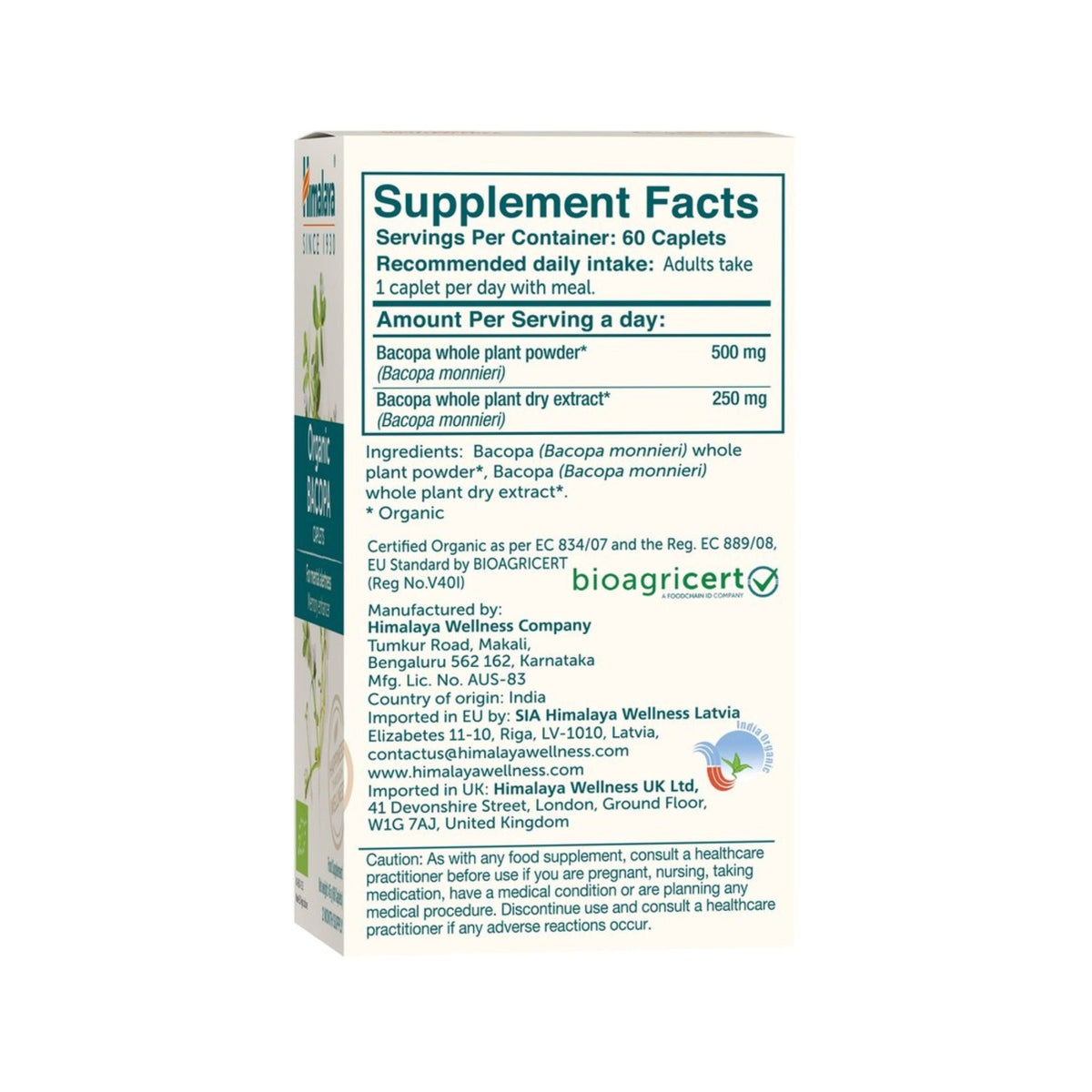 Organic Bacopa 750mg | 60 Tabletten | Himalaya
