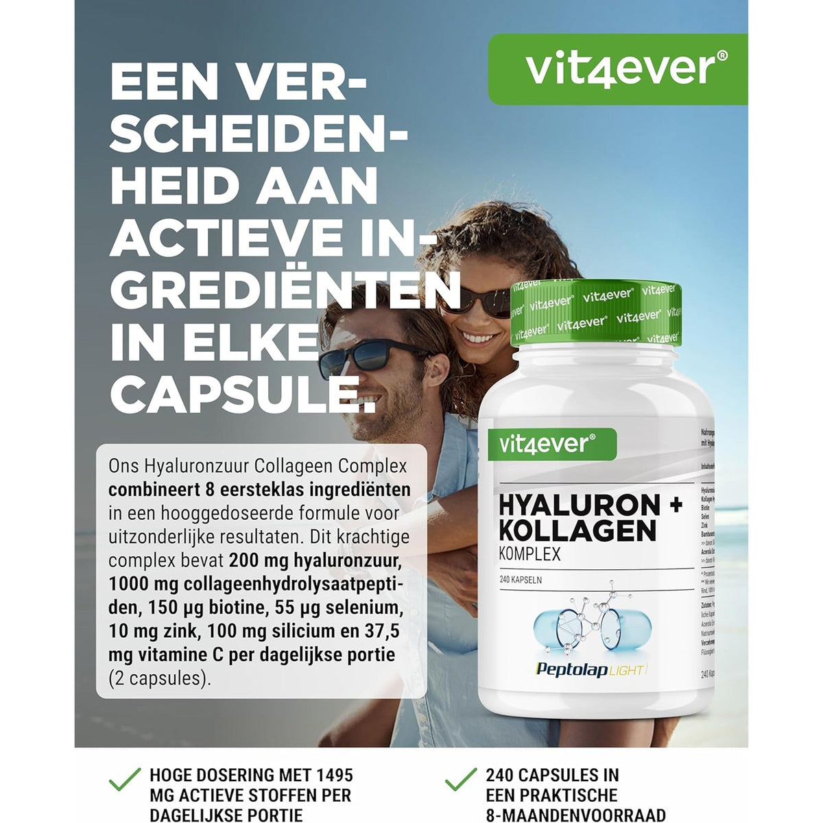 Hyaluronsäure Kollagen Complex | 240 Kapseln | Vit4ever