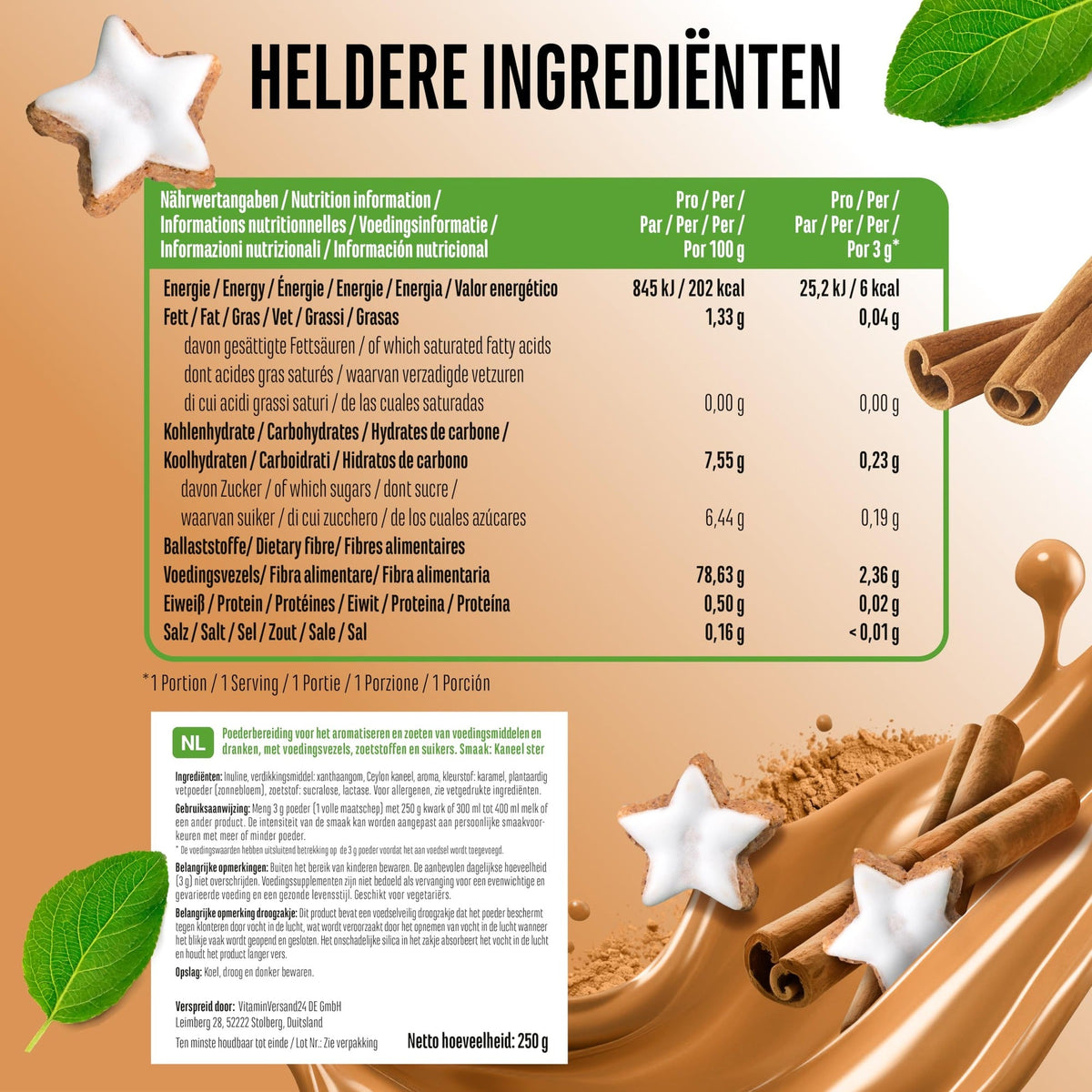 Flavor Craft Zimtstern Geschmackspulver | 250 g | Vit4ever