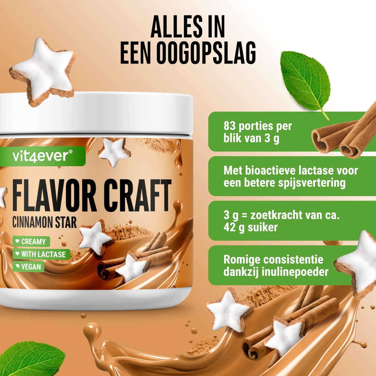 Flavor Craft Zimtstern Geschmackspulver | 250 g | Vit4ever