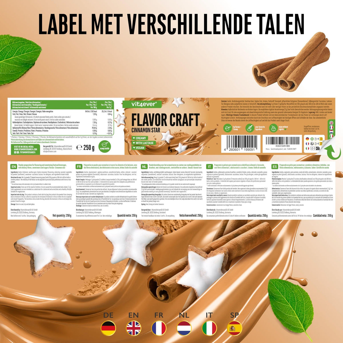 Flavor Craft Zimtstern Geschmackspulver | 250 g | Vit4ever