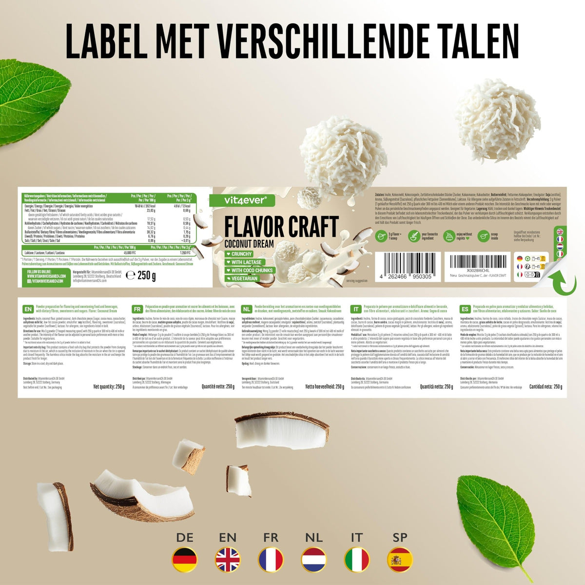 Flavor Craft Kokostraum Geschmackspulver | 250 g | Vit4ever