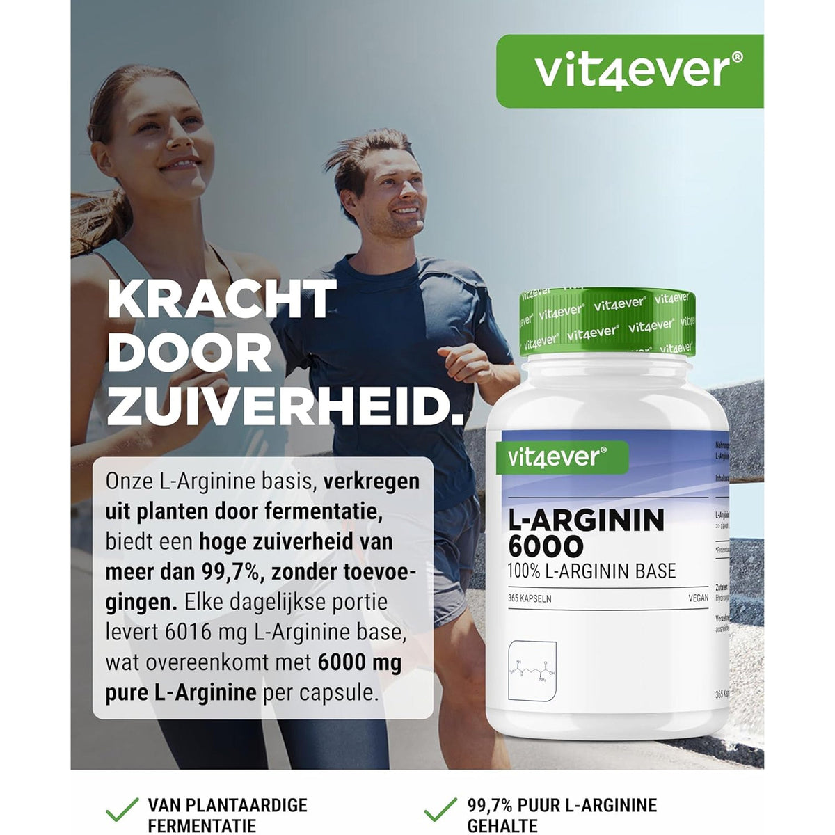 L-Arginin Base 6000mg | 365 Kapseln | Vit4ever