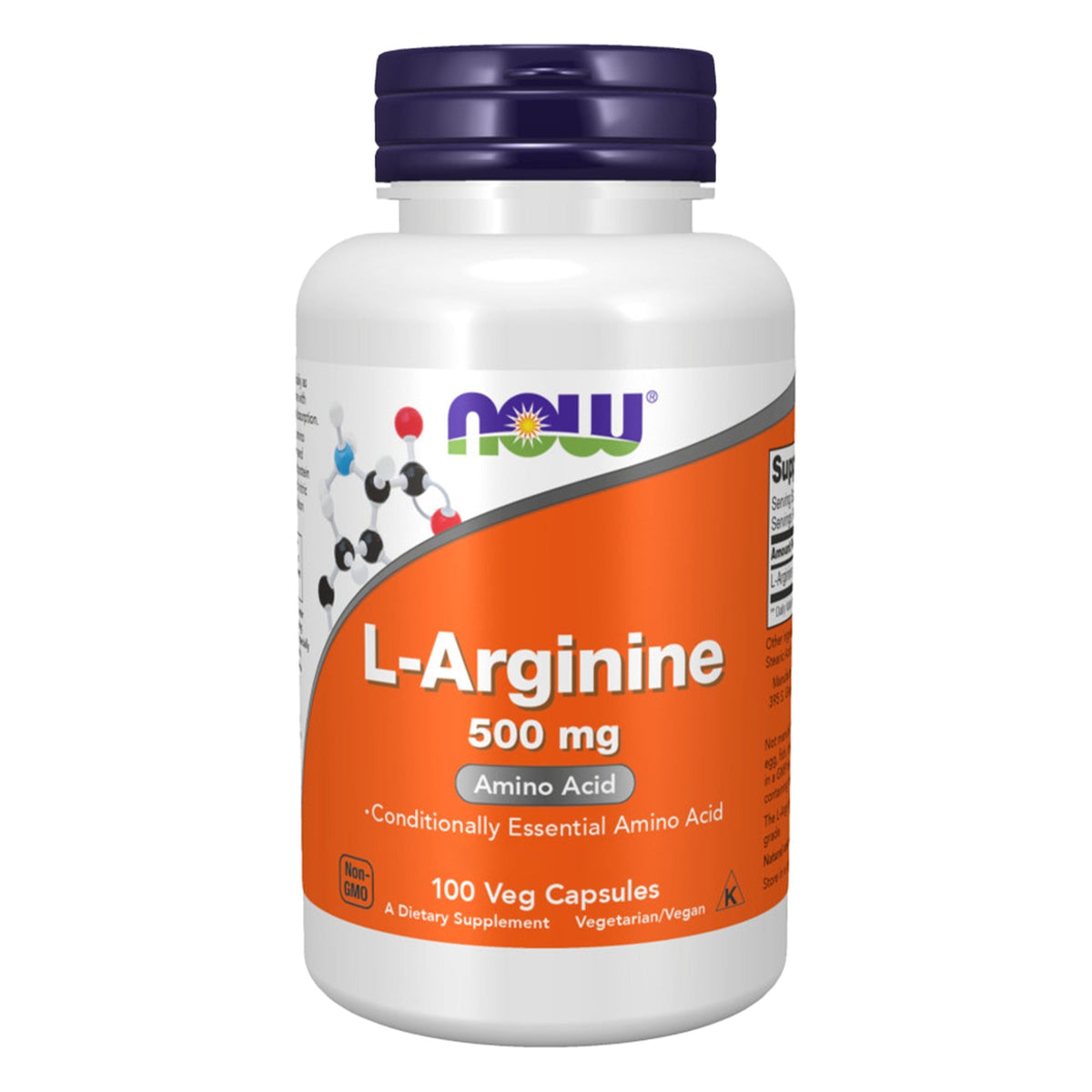Dose NOW Foods L-Arginin 500mg Kapseln, 100 Kapseln #Inhalt_100 Kapseln