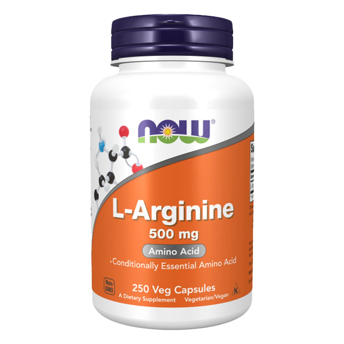 Dose NOW Foods L-Arginin 500mg Kapseln, 250 Kapseln #Inhalt_250 Kapseln