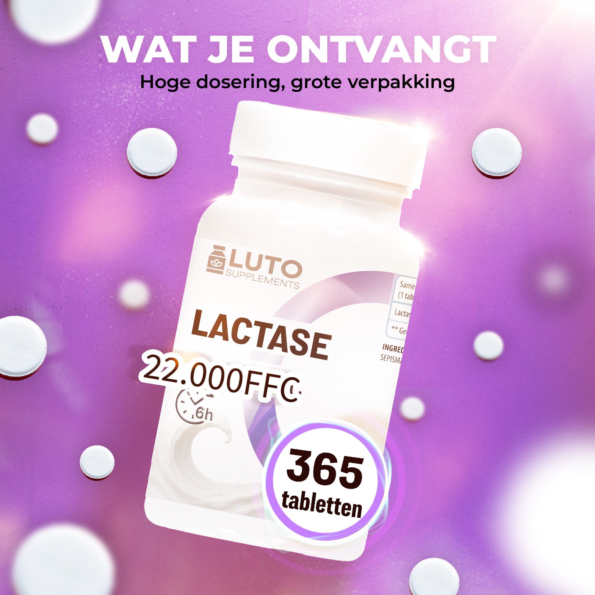 Lactase 22.000 FCC | 365 Tabletten | LUTO Supplements