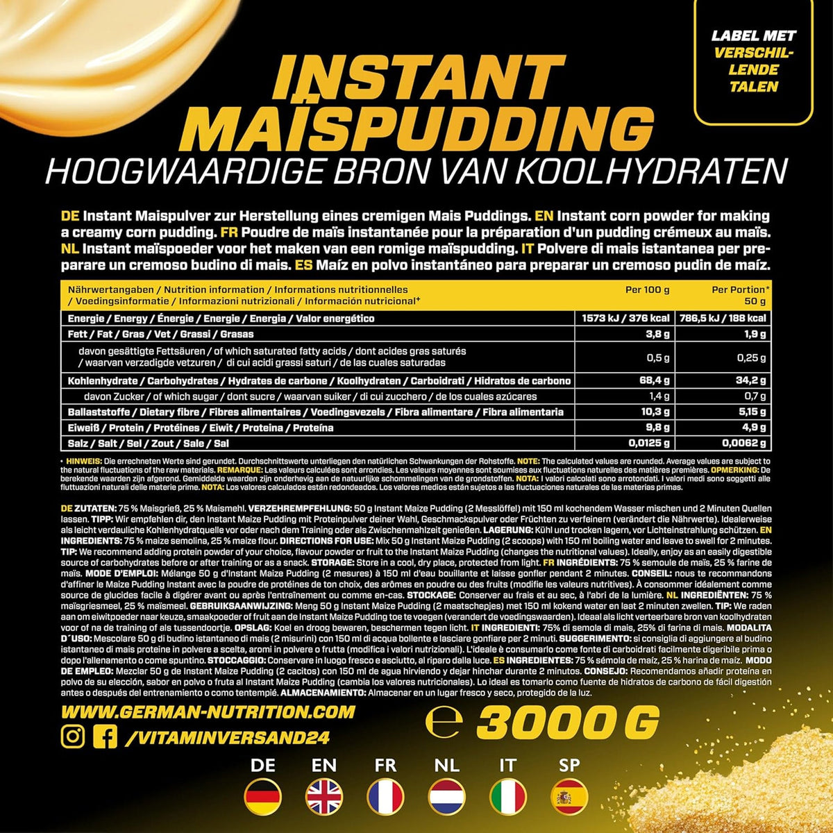 Maize Pudding | 3 kg | German Elite Nutrition