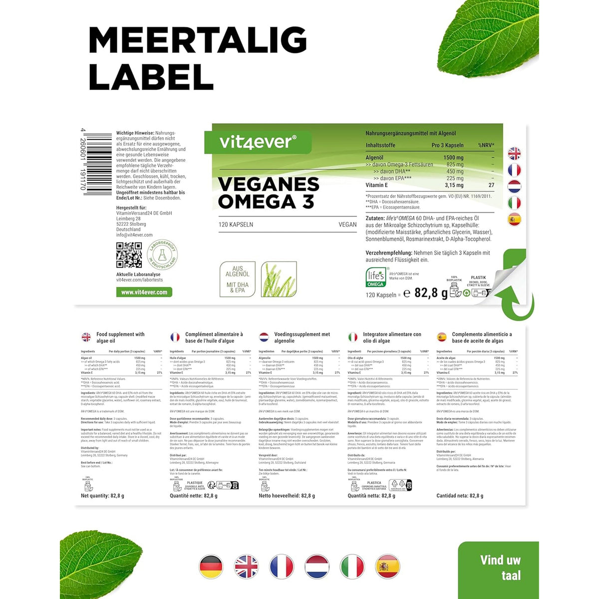 Vegan Omega 3 aus Algenöl | 90 & 120 Softgels | Vit4ever