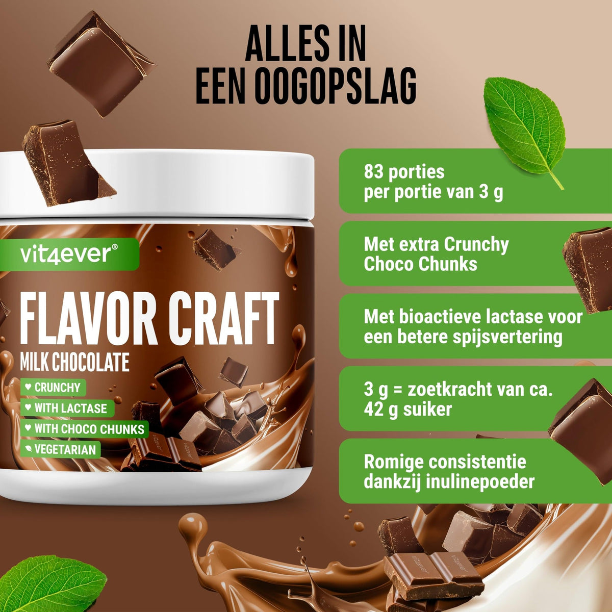 Flavor Craft Milchschokolade Geschmackspulver | 250 g | Vit4ever